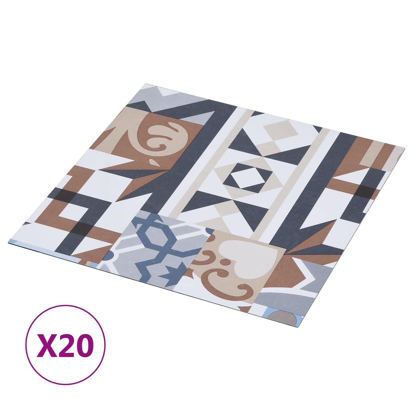 Selvklæbende Gulvplanker 30,5 x 30,5 cm 20 pcs PVC Mono Mønster