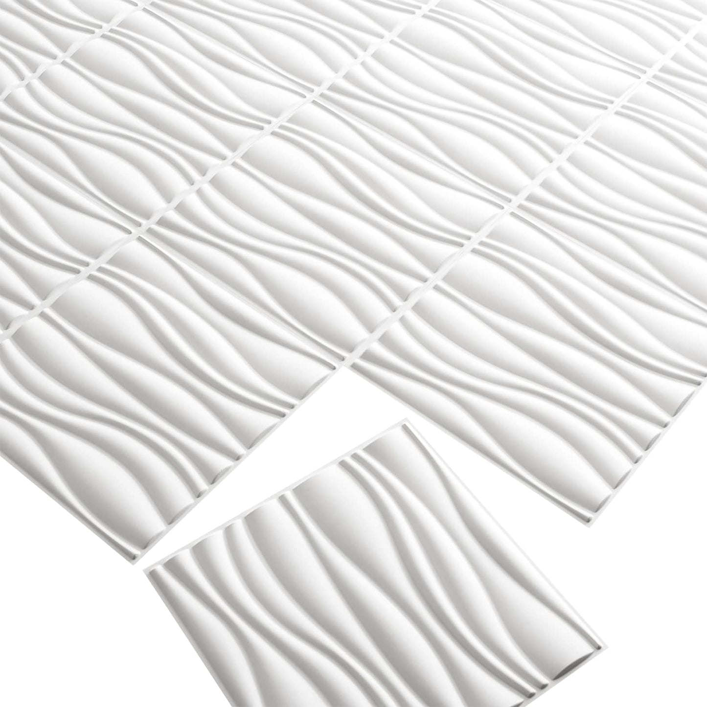 Vægpaneler 12 pcs Hvid 50 x 50 cm Formet naturlig plantefiber