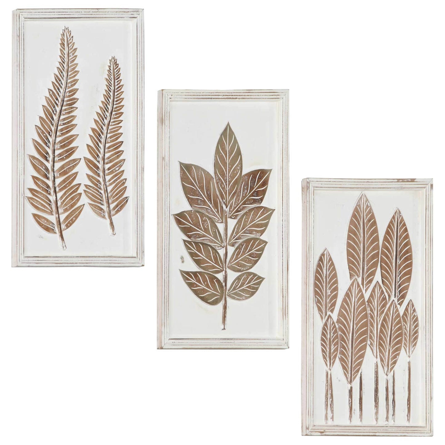 Kunst Dekor 3 pcs Brun og hvid 40 x 40 x 1,5 cm Konstrueret træ