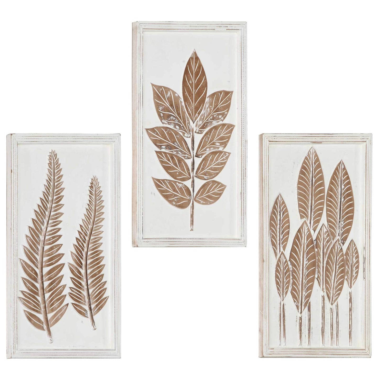 Kunst Dekor 3 pcs Brun og hvid 40 x 40 x 1,5 cm Konstrueret træ