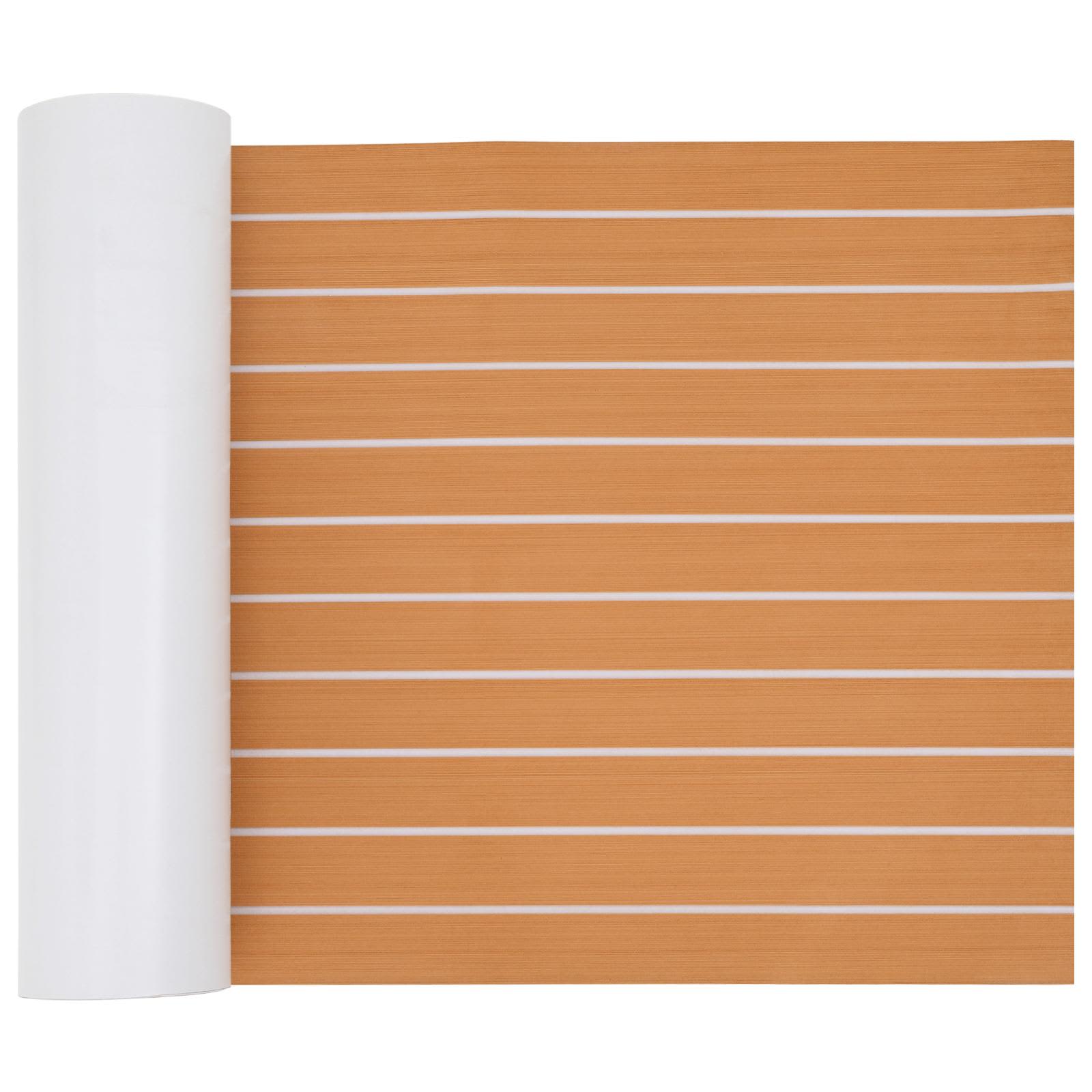 Bådmåtte stribet brun/hvid 240 × 60 cm - selvklæbende EVA