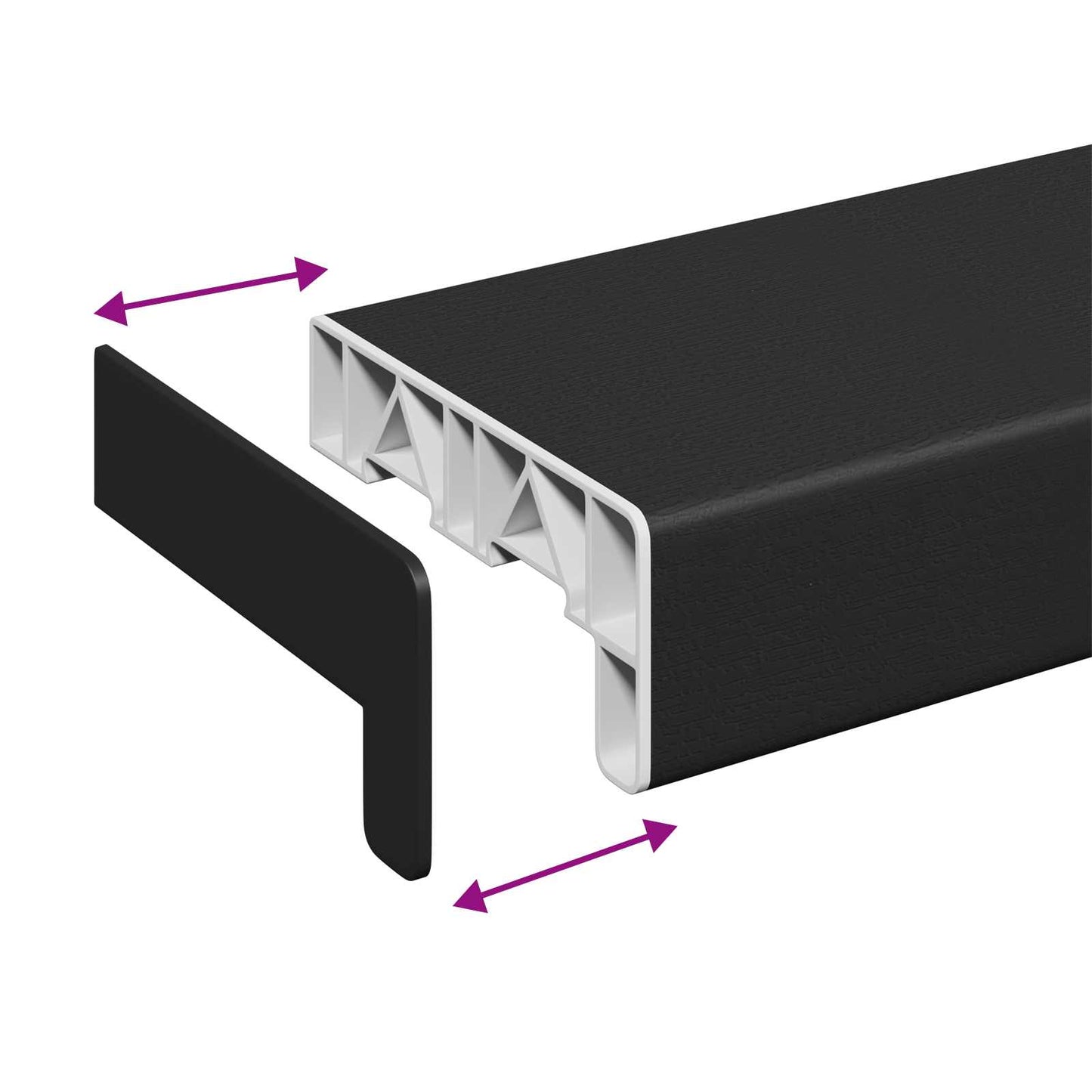 Vindueskarm Sort med træstruktur 80 x 10 x 4,5 cm PVC