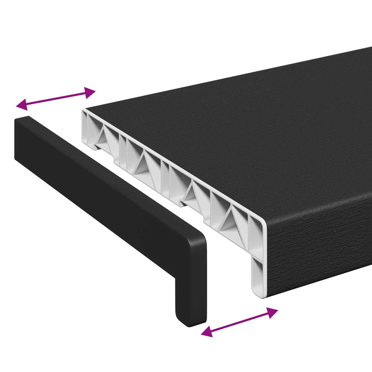 Vindueskarm Sort med træstruktur 80 x 20 x 4,5 cm PVC