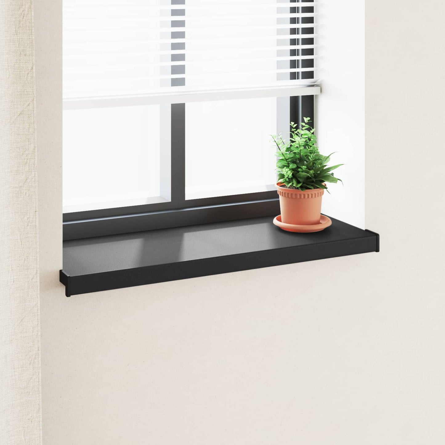 Vindueskarm Sort med træstruktur 60 x 30 x 4,5 cm PVC