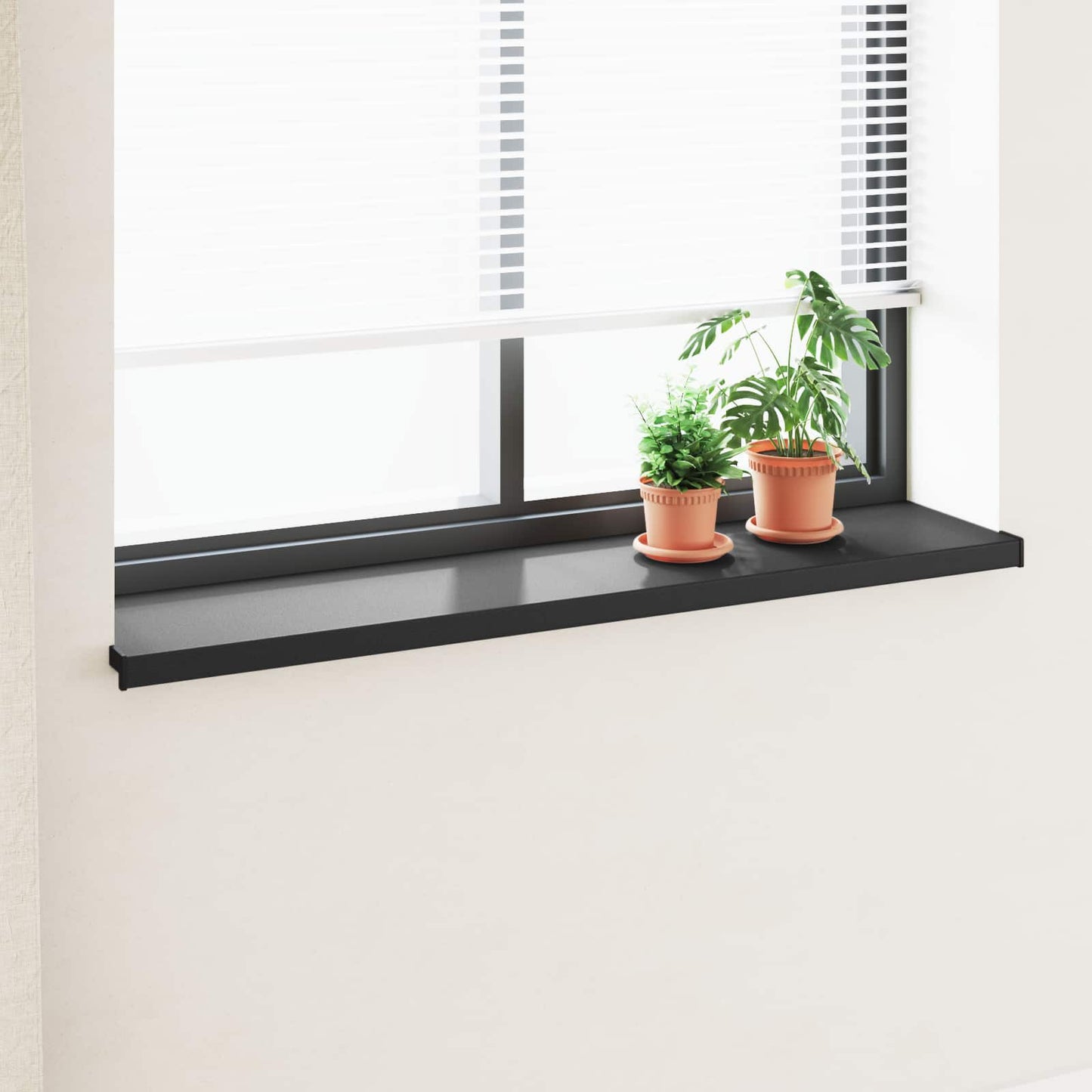 Vindueskarm Sort med træstruktur 120 x 30 x 4,5 cm PVC