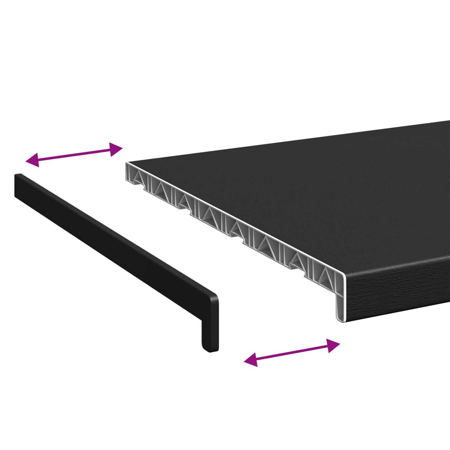 Vindueskarm Sort med træstruktur 80 x 40 x 4,5 cm PVC