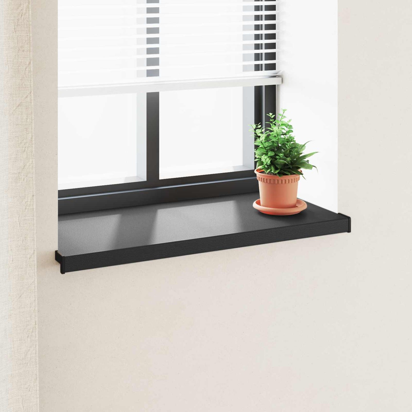 Vindueskarm Sort med træstruktur 100 x 45 x 4,5 cm PVC