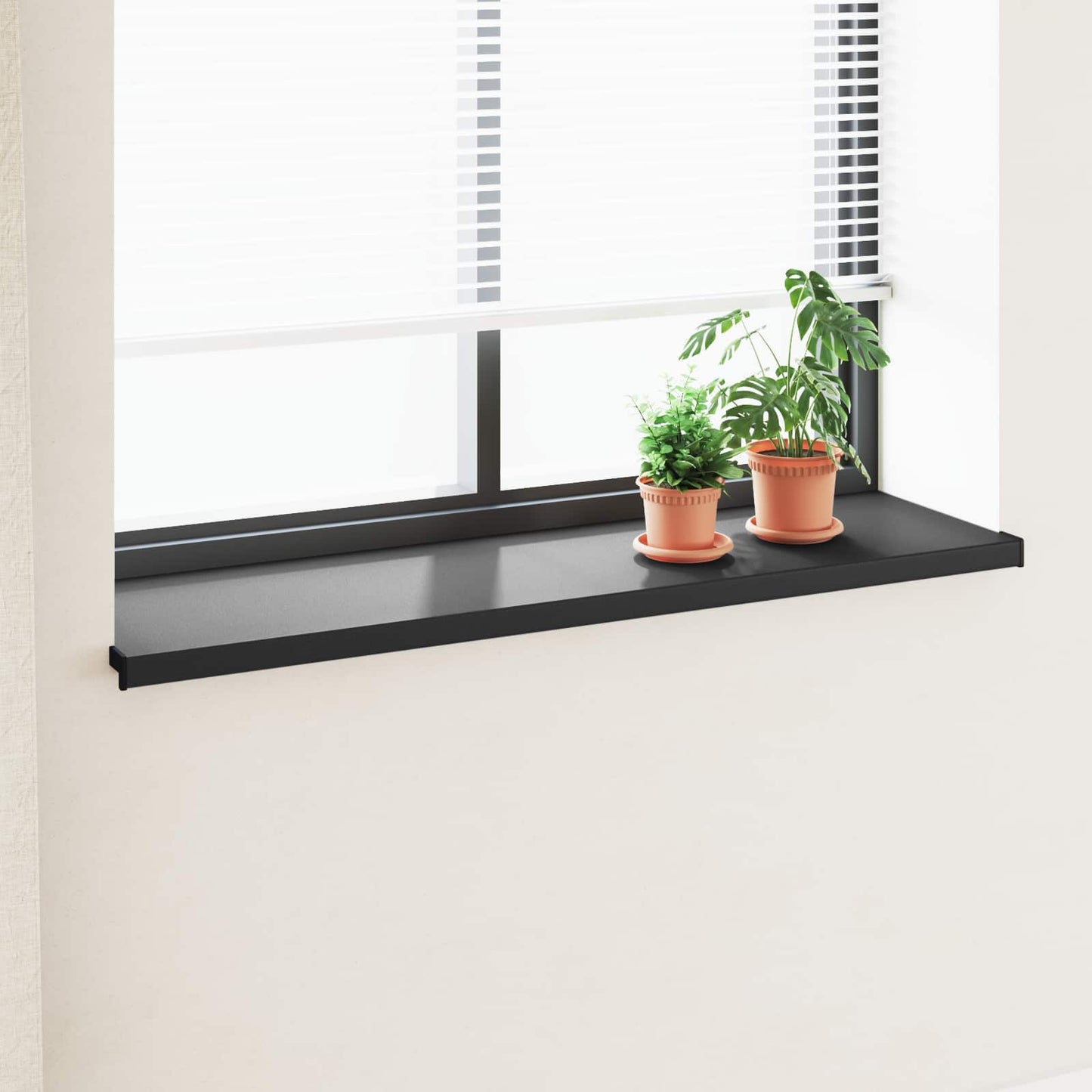 Vindueskarm Sort med træstruktur 160 x 45 x 4,5 cm PVC
