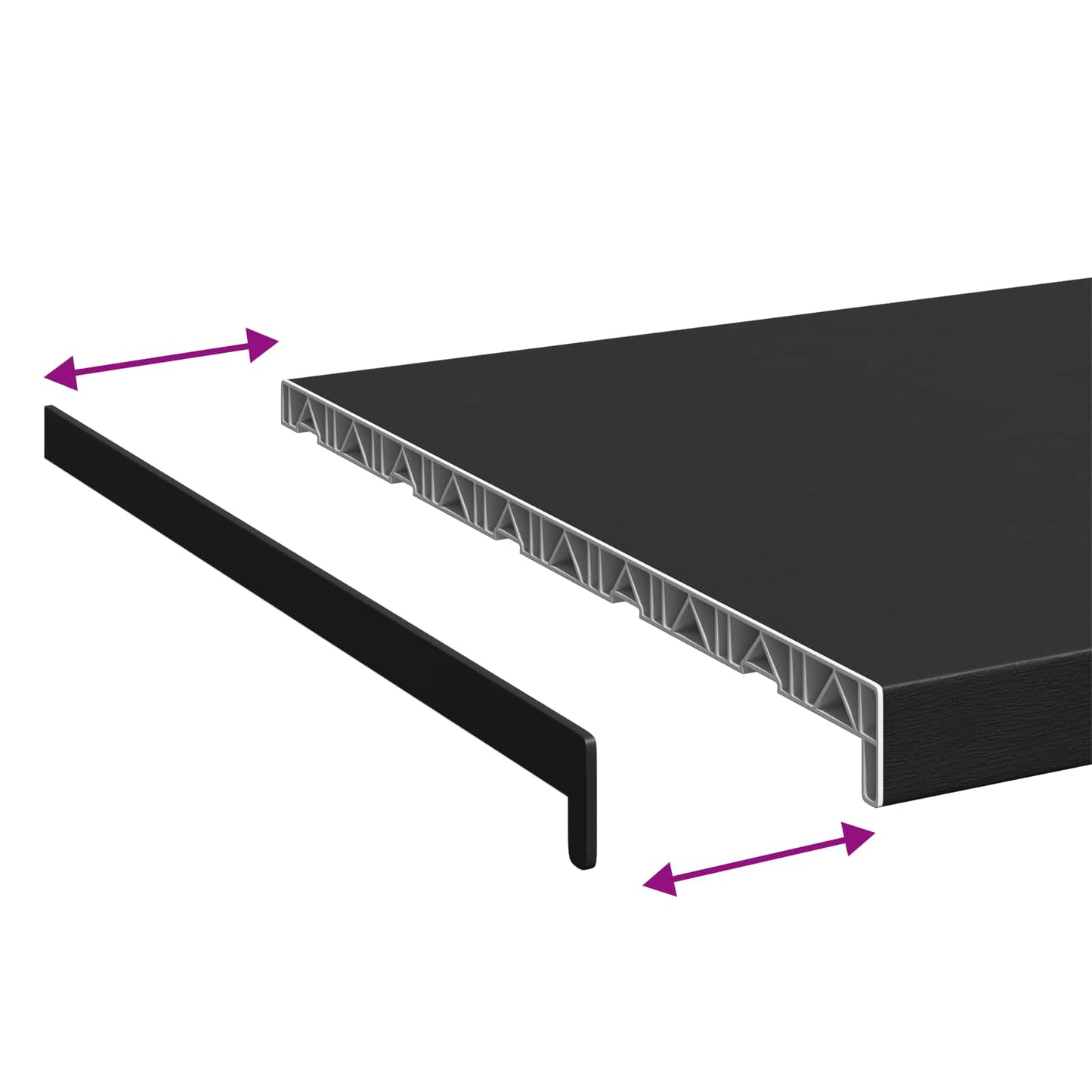 Vindueskarm Sort med træstruktur 120 x 50 x 4,5 cm PVC