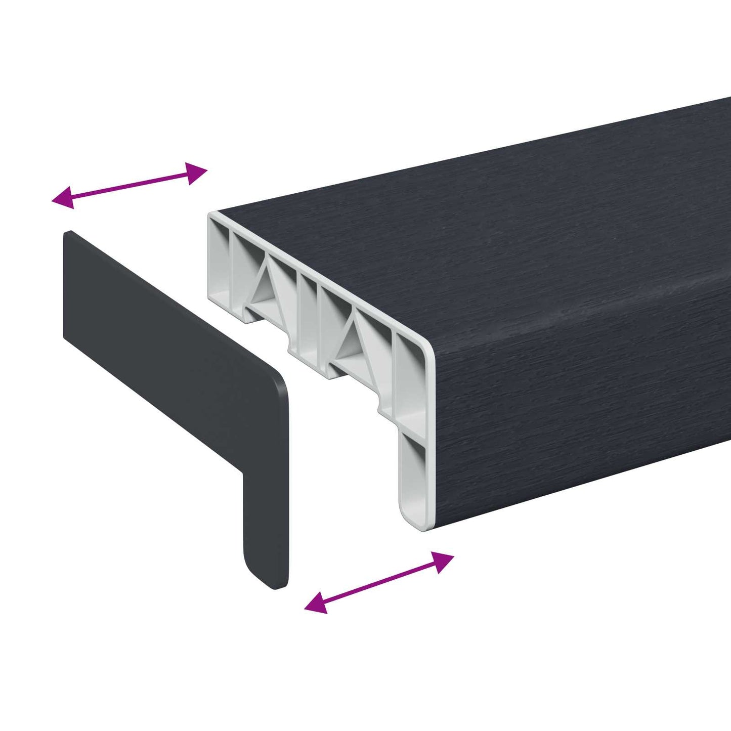 Vindueskarm Anthracit med træstruktur 100 x 10 x 4,5 cm PVC