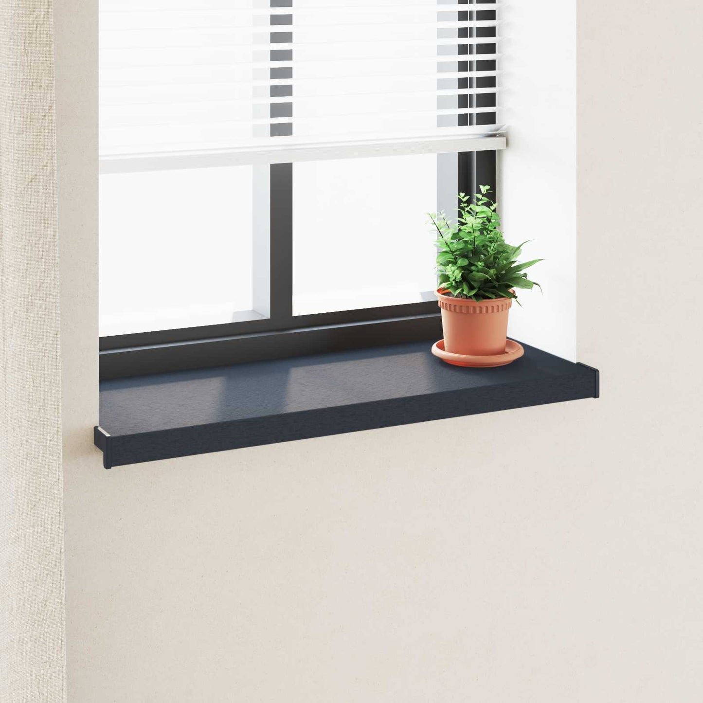 Vindueskarm Anthracit med træstruktur 80 x 30 x 4,5 cm PVC
