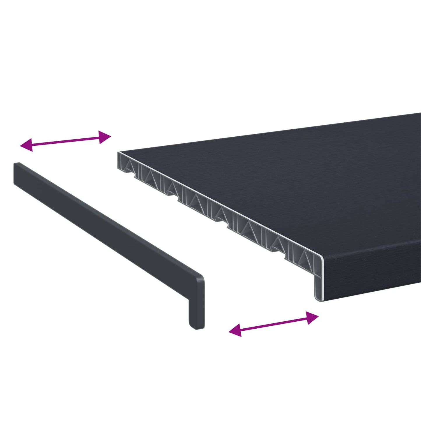 Vindueskarm Anthracit med træstruktur 80 x 45 x 4,5 cm PVC