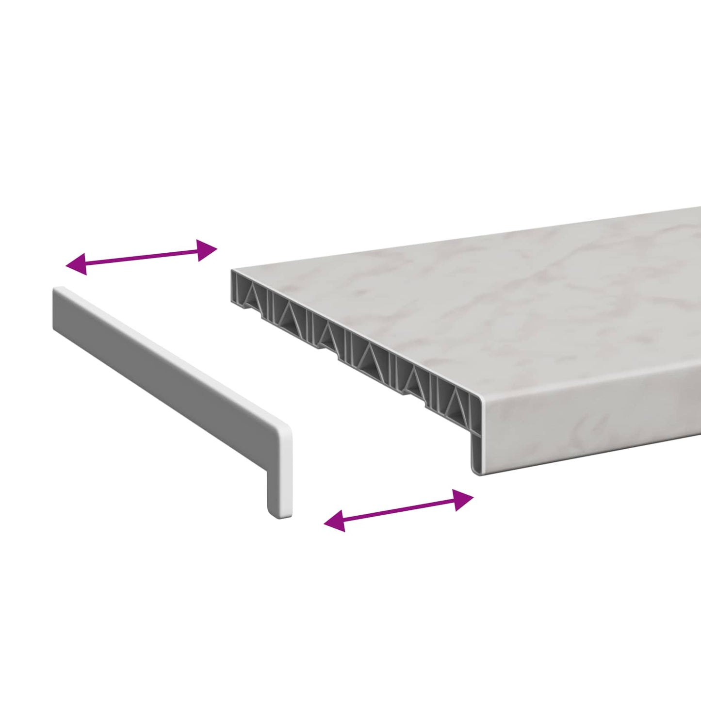 Vindueskarm Marmor tekstur 160 x 35 x 4,5 cm PVC