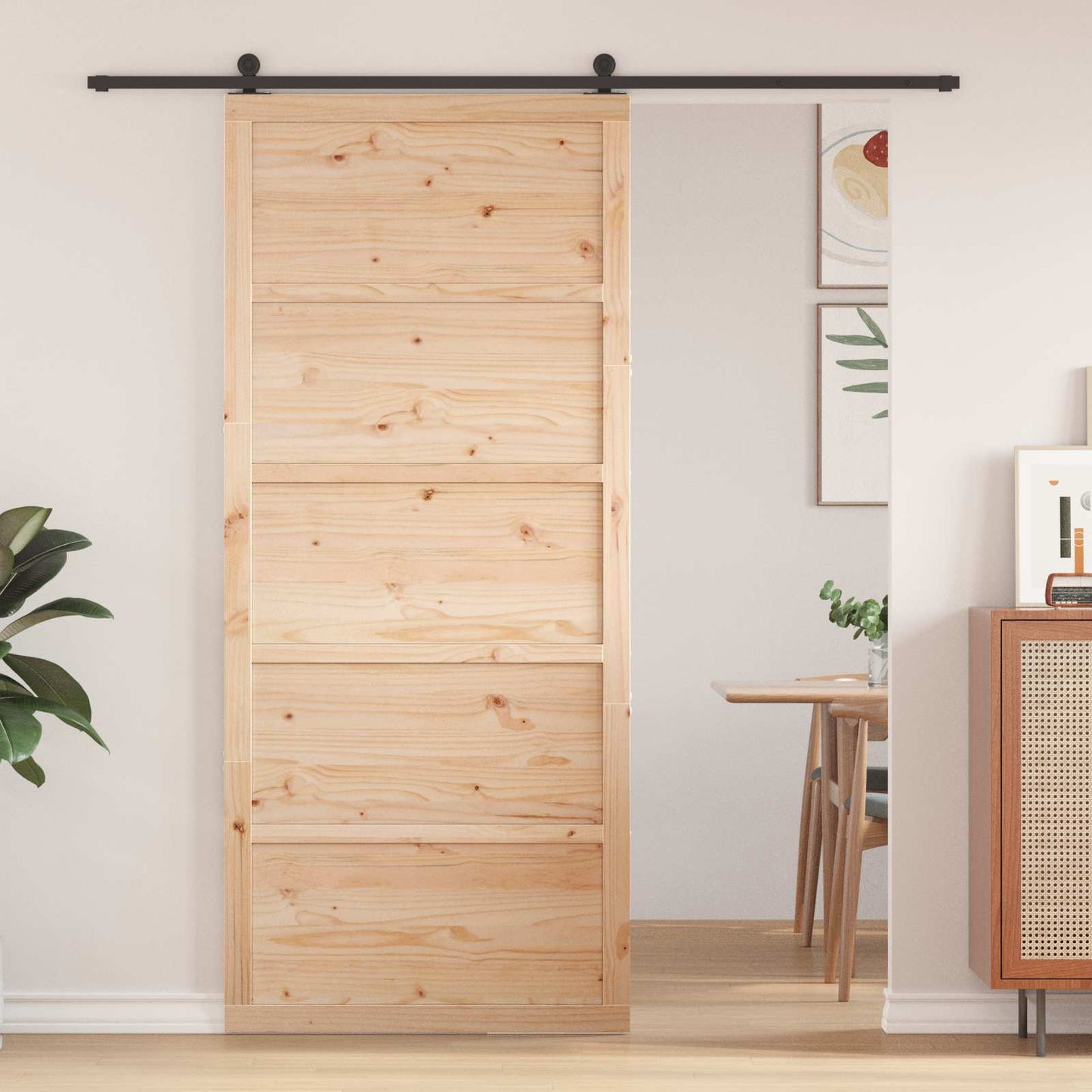 Ladedør 90 x 2,5 x 208 cm Massivt fyrretræ Naturfarvet