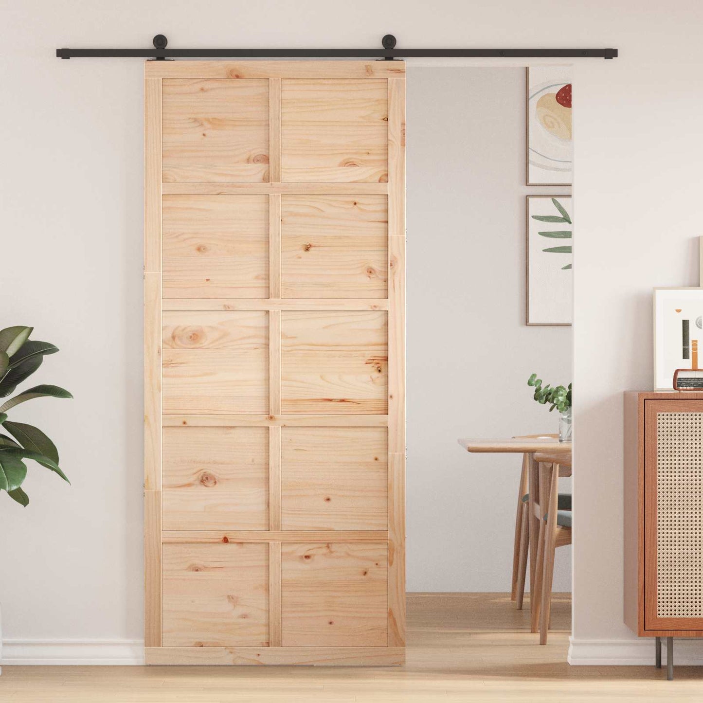 Ladedør 100 x 2,5 x 208 cm Massivt fyrretræ Naturfarvet
