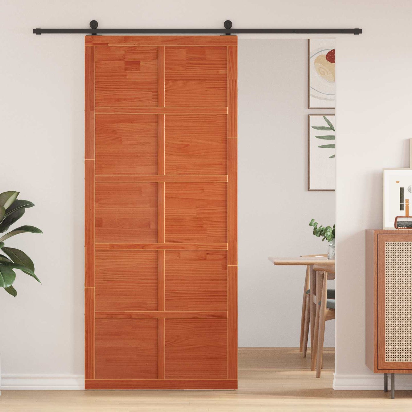 Ladedør 100 x 2,5 x 208 cm Massivt fyrretræ Voksbrun