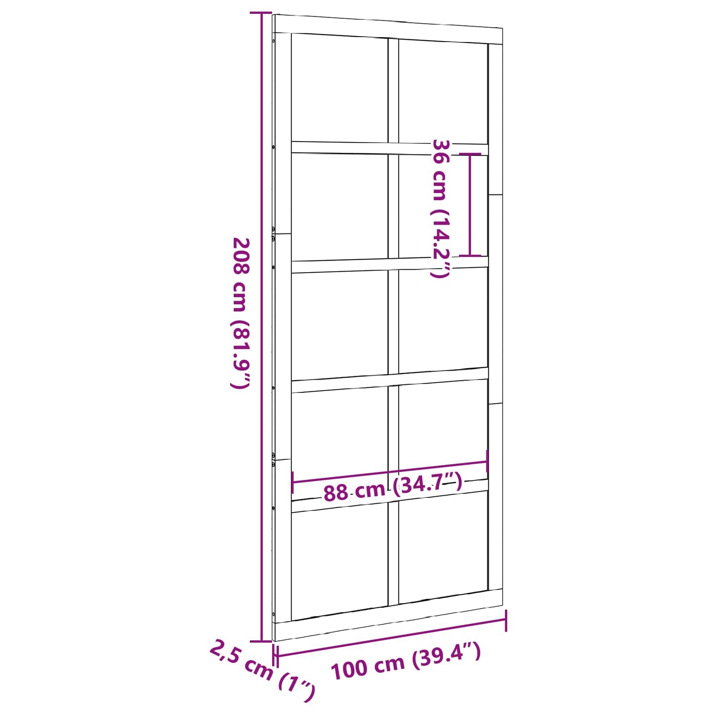 Ladedør 100 x 2,5 x 208 cm Massivt fyrretræ Voksbrun
