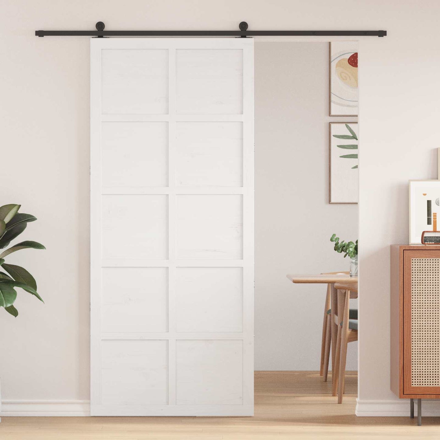 Ladedør 90 x 2,5 x 208 cm Massivt fyrretræ Hvid