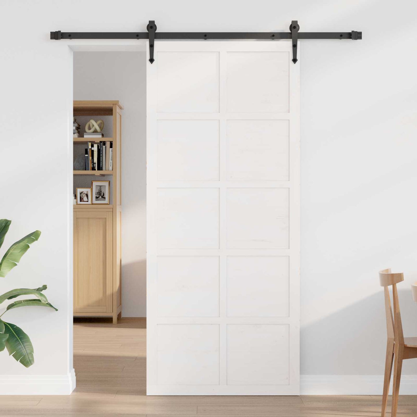 Ladedør 90 x 2,5 x 208 cm Massivt fyrretræ Hvid