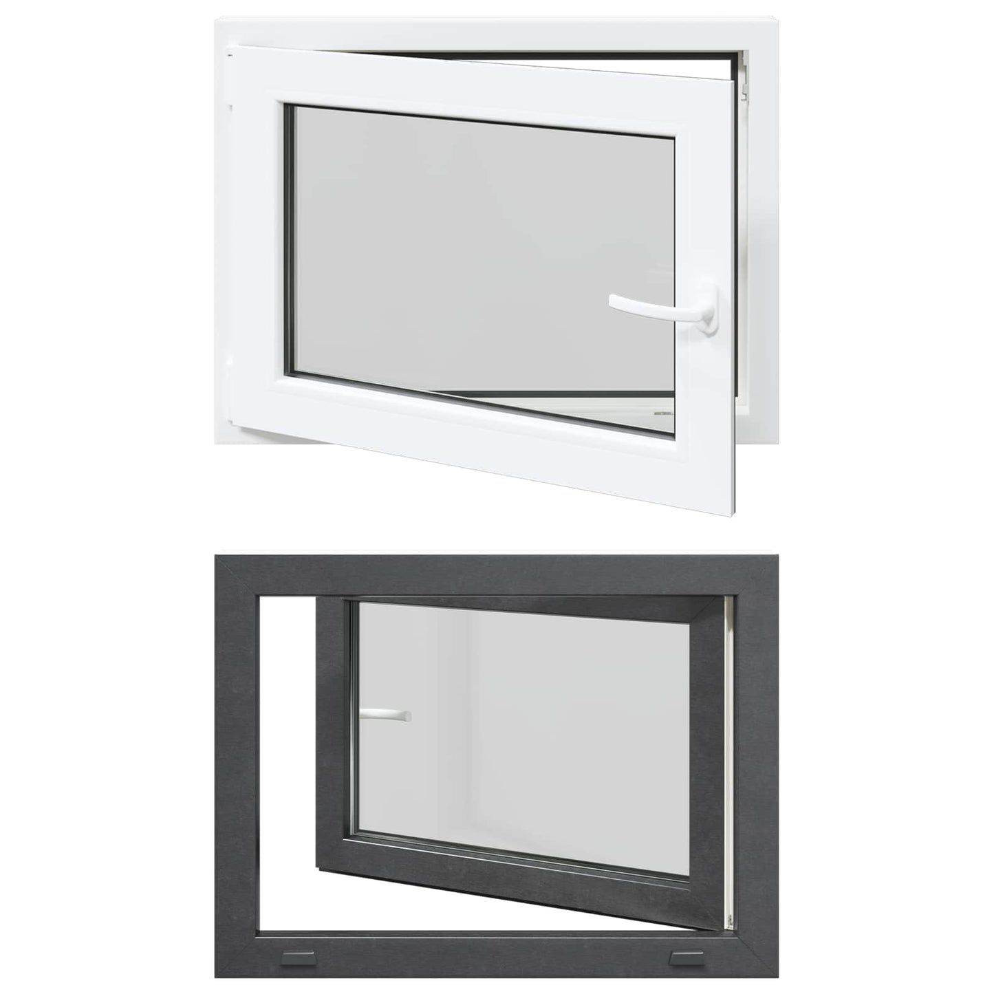 Kældervindue RISOR 80 x 60 cm PVC og glas Antracit