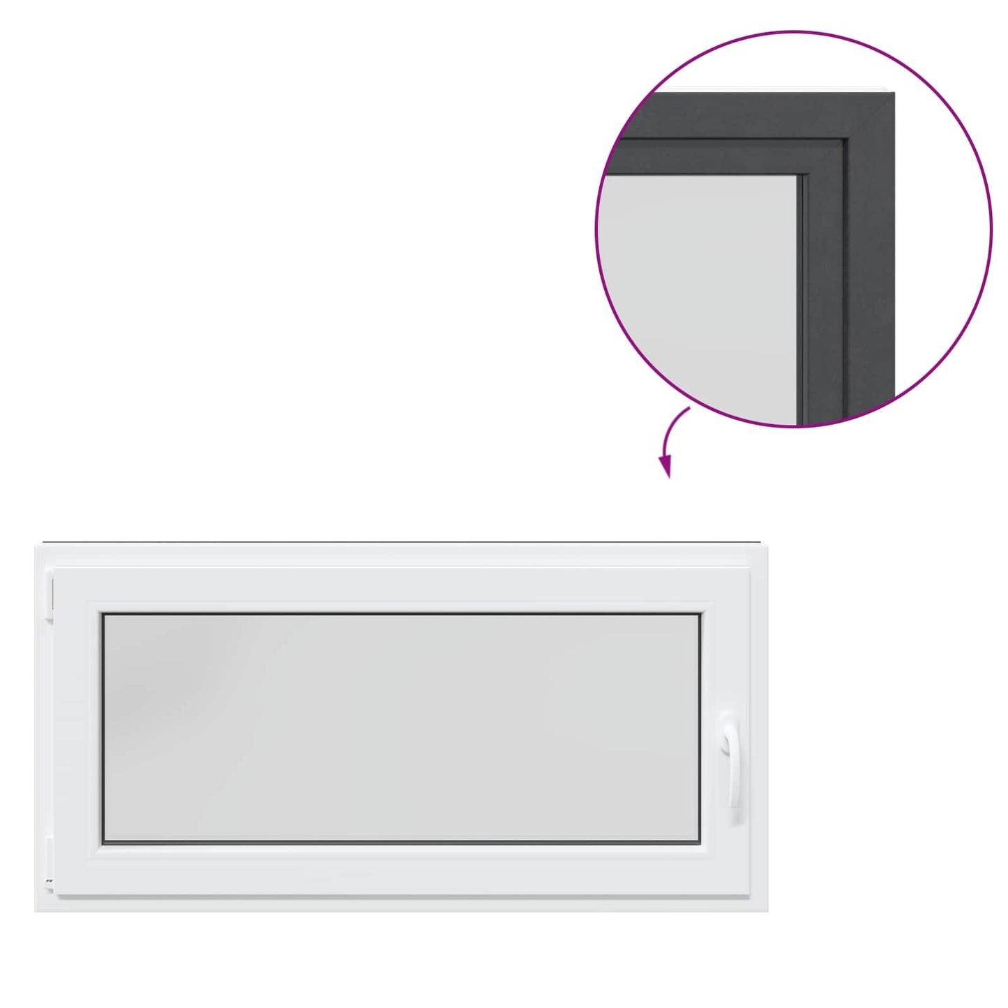 Kældervindue RISOR 120 x 60 cm PVC og glas Antracit
