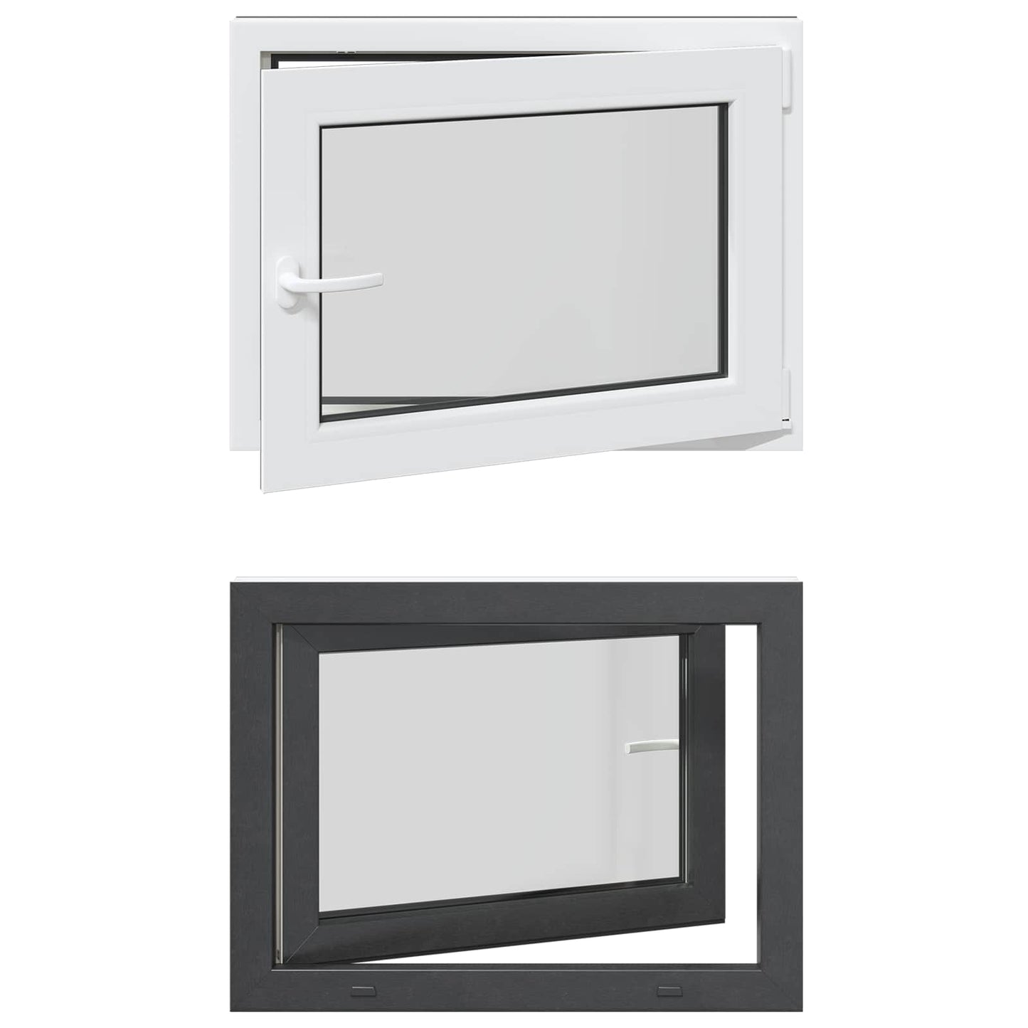 Kældervindue RISOR 80 x 50 cm PVC og glas Antracit