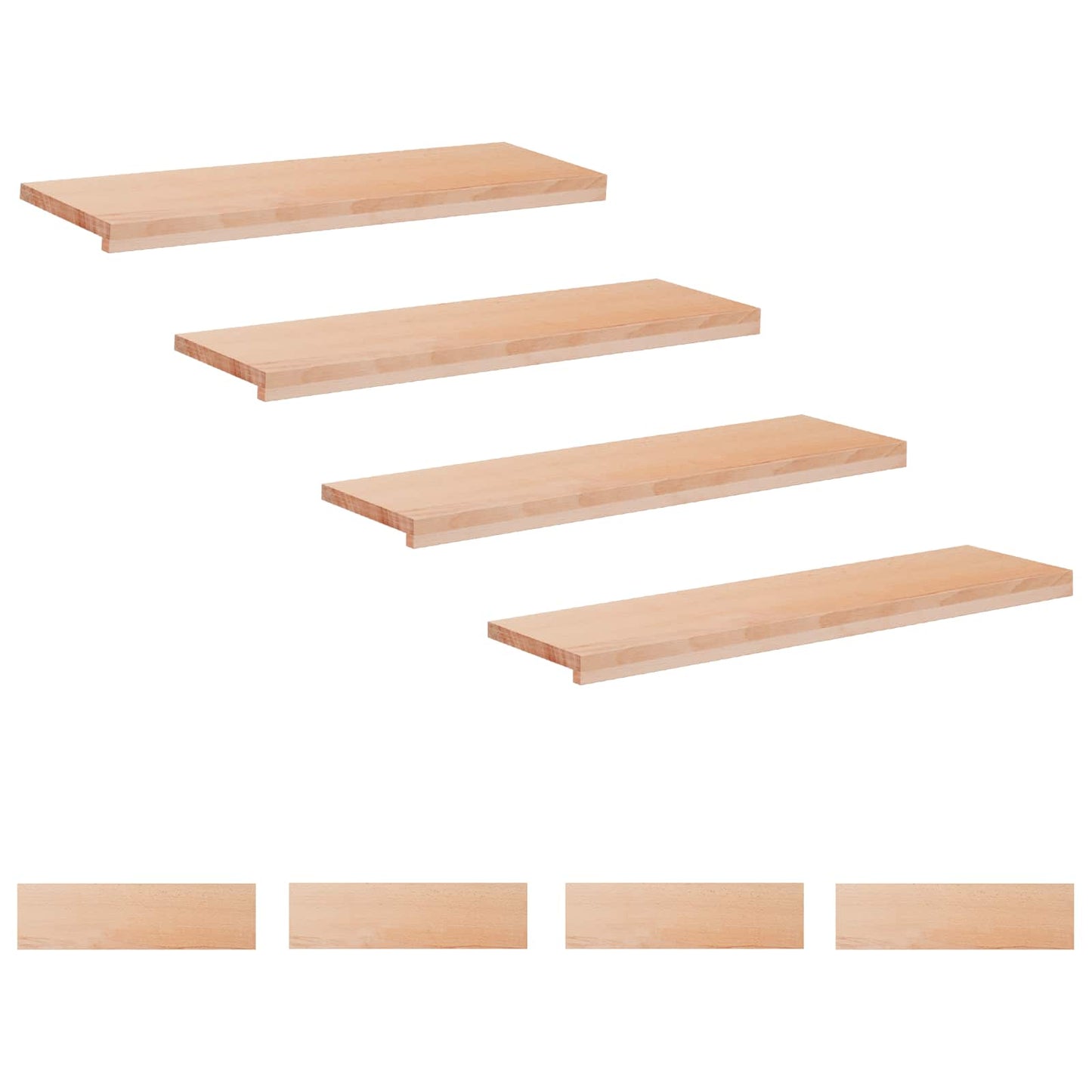 Trappetrin 8 stk. 100 x 25 x 2 cm Naturfarvet Solid bøg