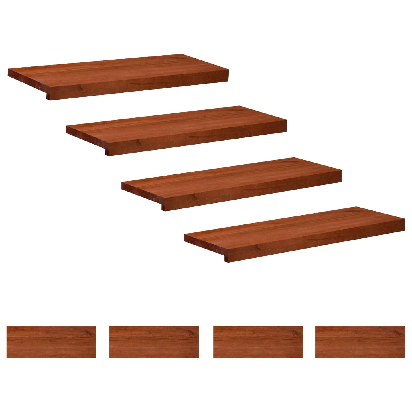 Trappetrin 8 stk. 80 x 25 x 2 cm Brun Solid bøg