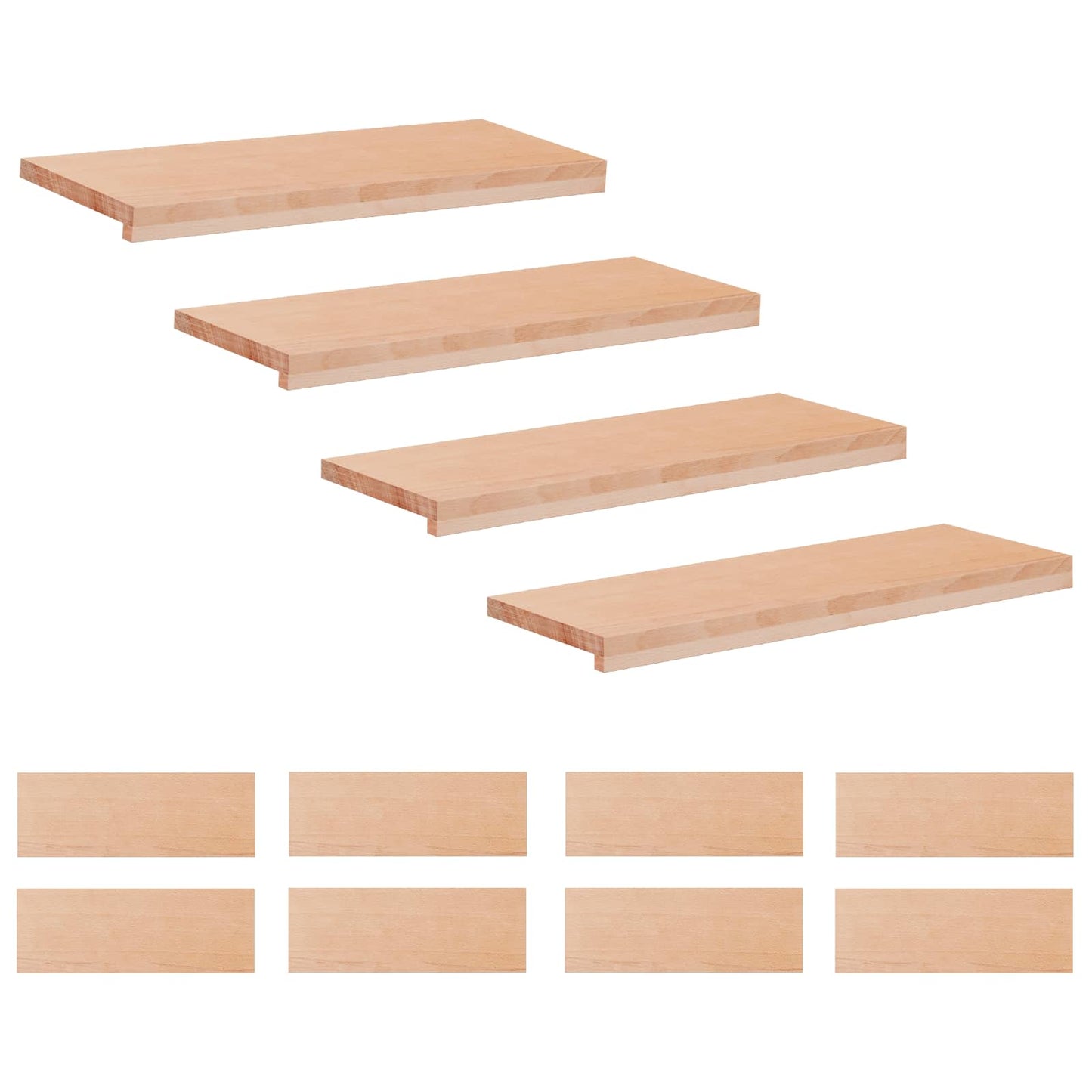 Trappetrin 12 stk. 80 x 25 x 2 cm Naturfarvet Solid bøg