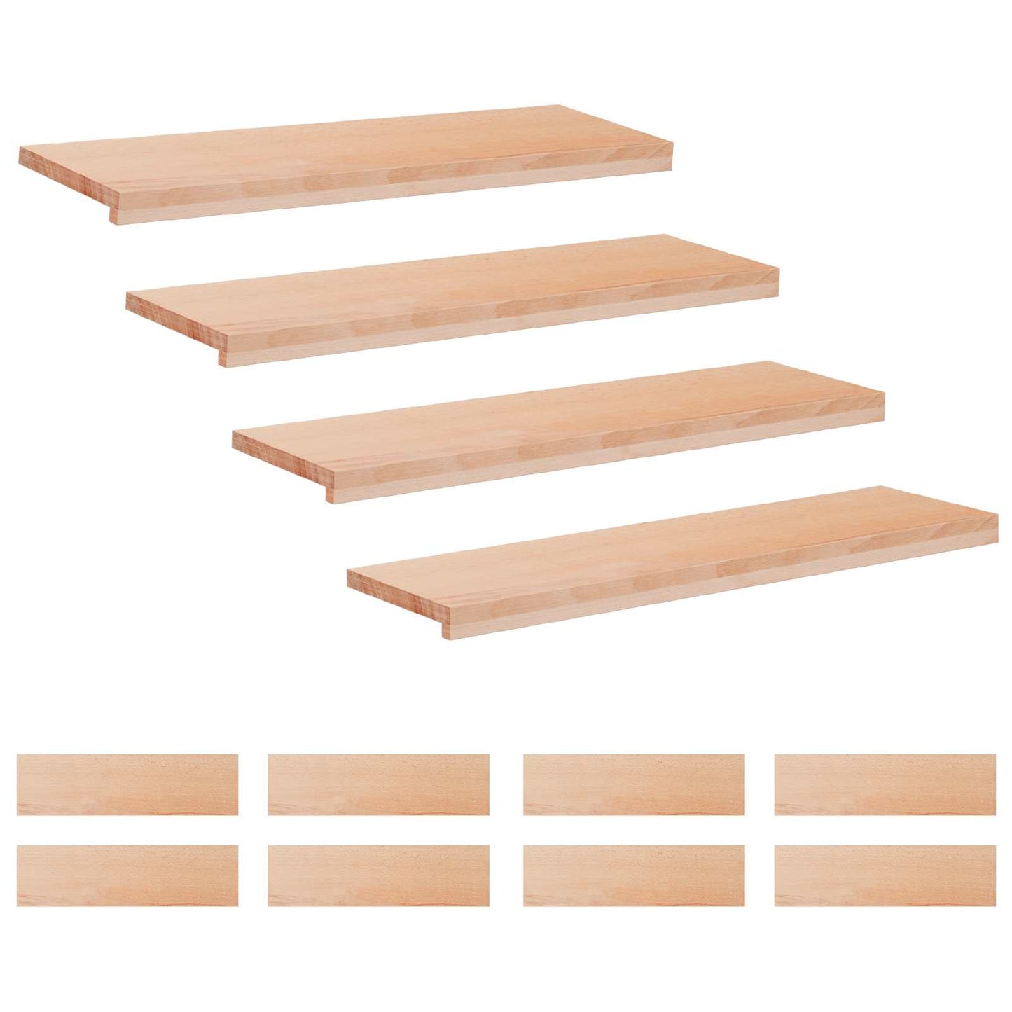 Trappetrin 12 stk. 100 x 25 x 2 cm Naturfarvet Solid bøg