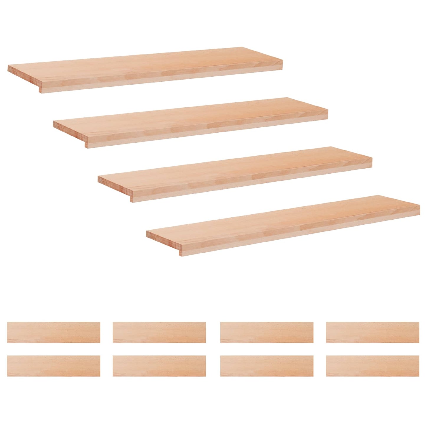 Trappetrin 12 stk. 120 x 30 x 2 cm Naturfarvet Solid bøg