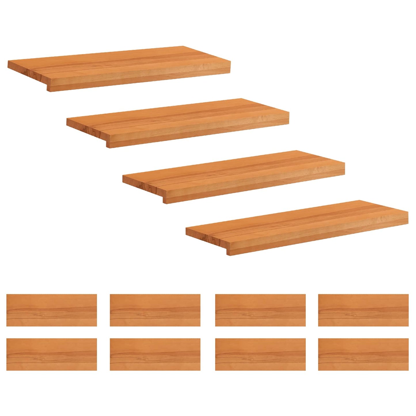Trappetrin 12 stk. 70 x 30 x 2 cm Lys Brun Solid bøg