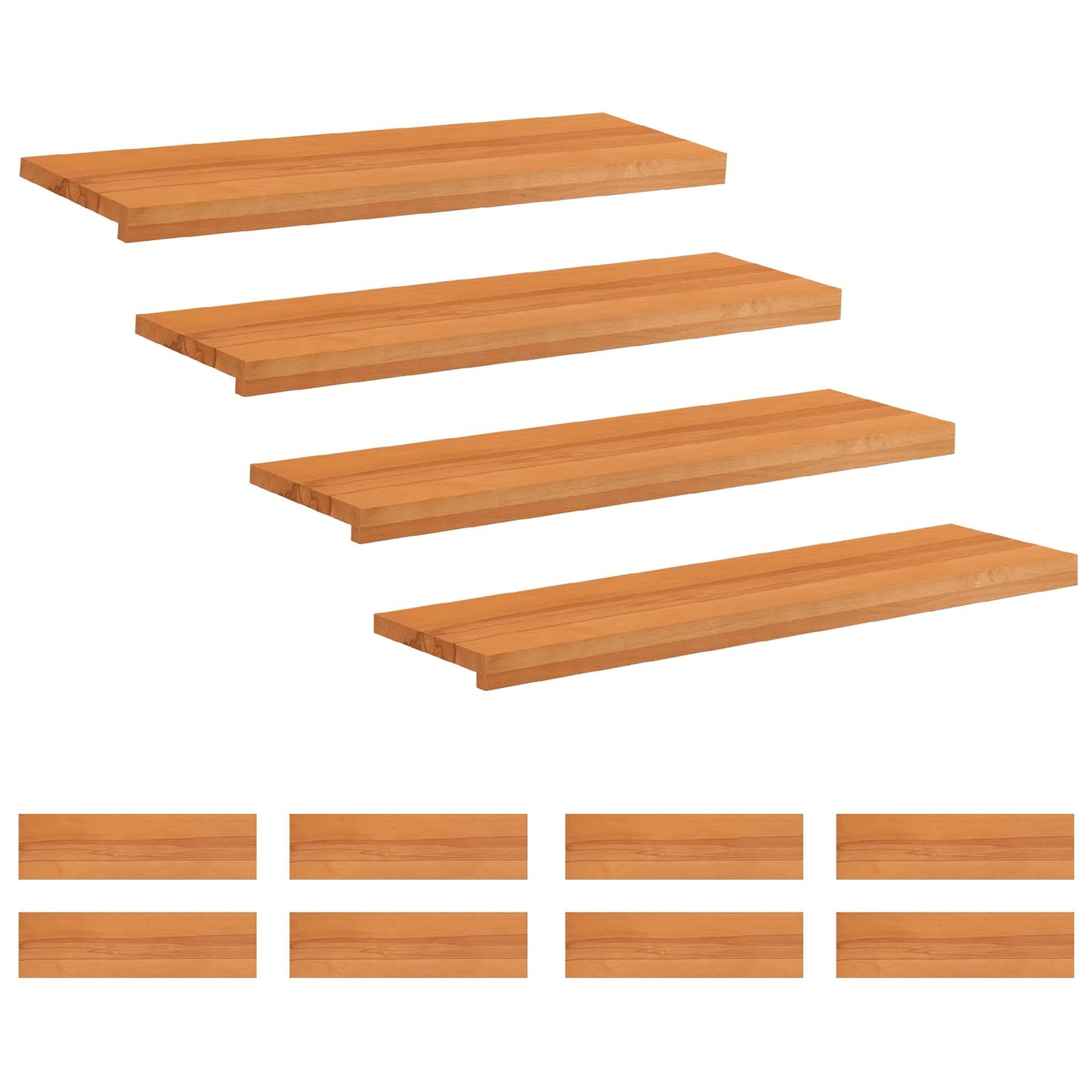 Trappetrin 12 stk. 100 x 30 x 2 cm Lys Brun Solid bøg