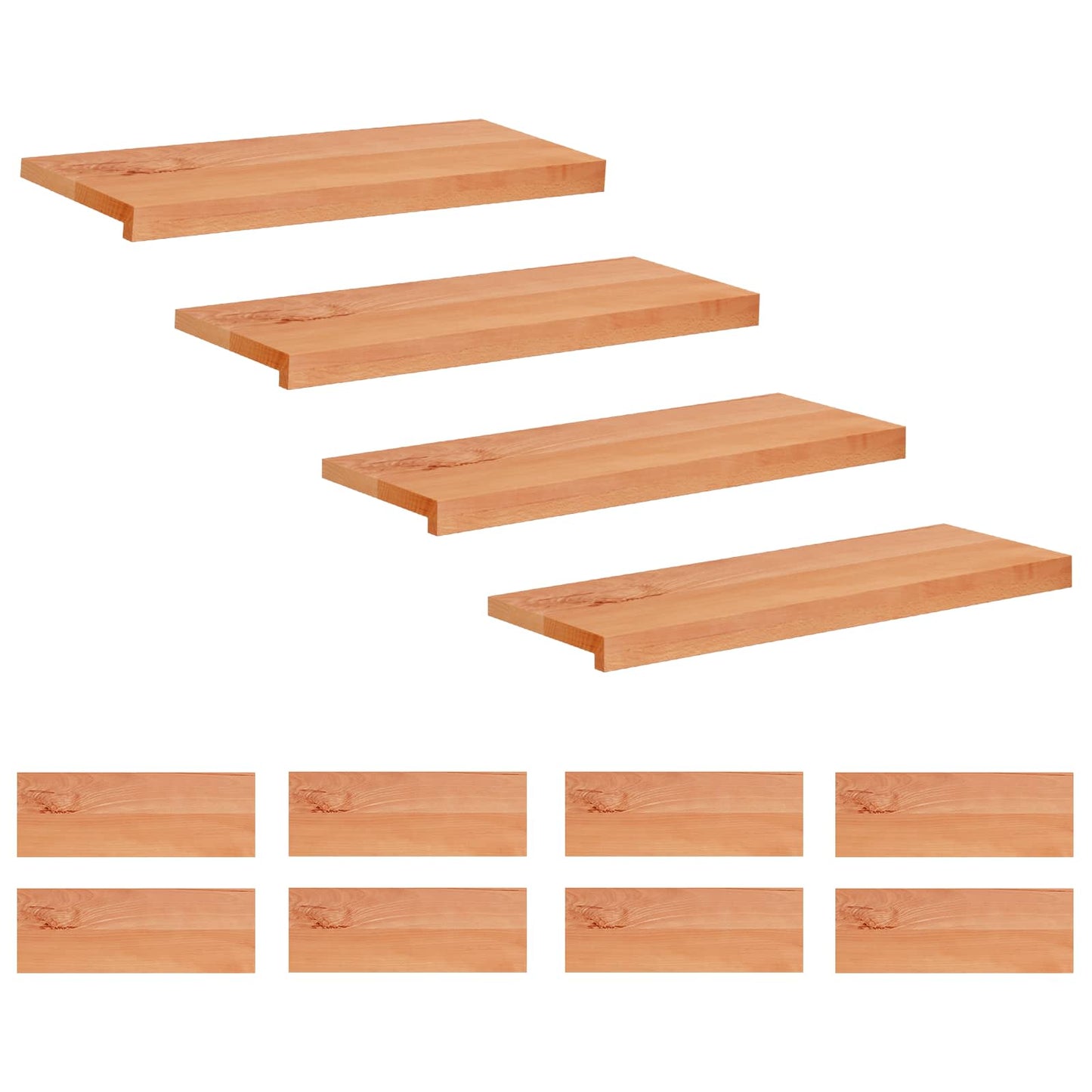 Trappetrin 12 stk. 80 x 30 x 2 cm Lak Solid bøg