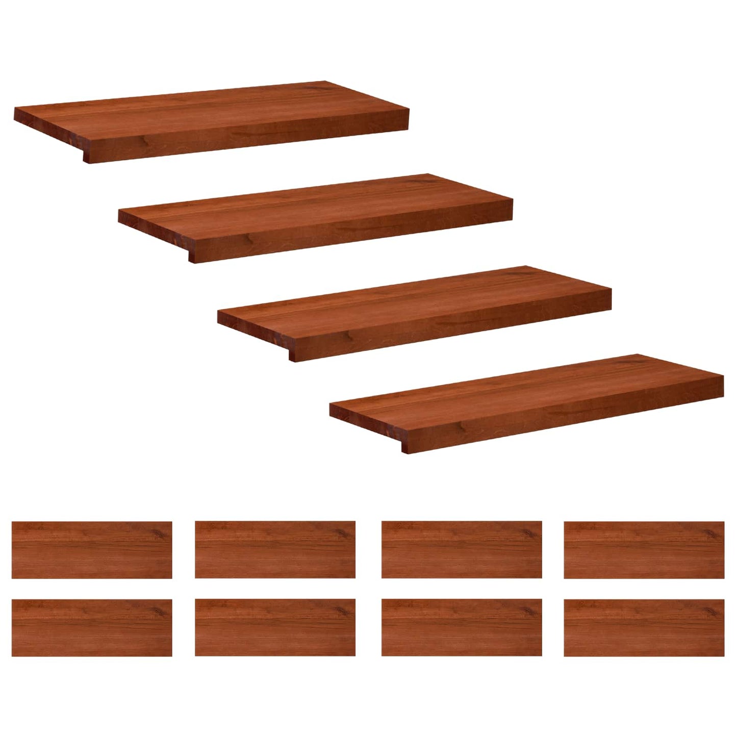 Trappetrin 12 stk. 80 x 25 x 2 cm Brun Solid bøg