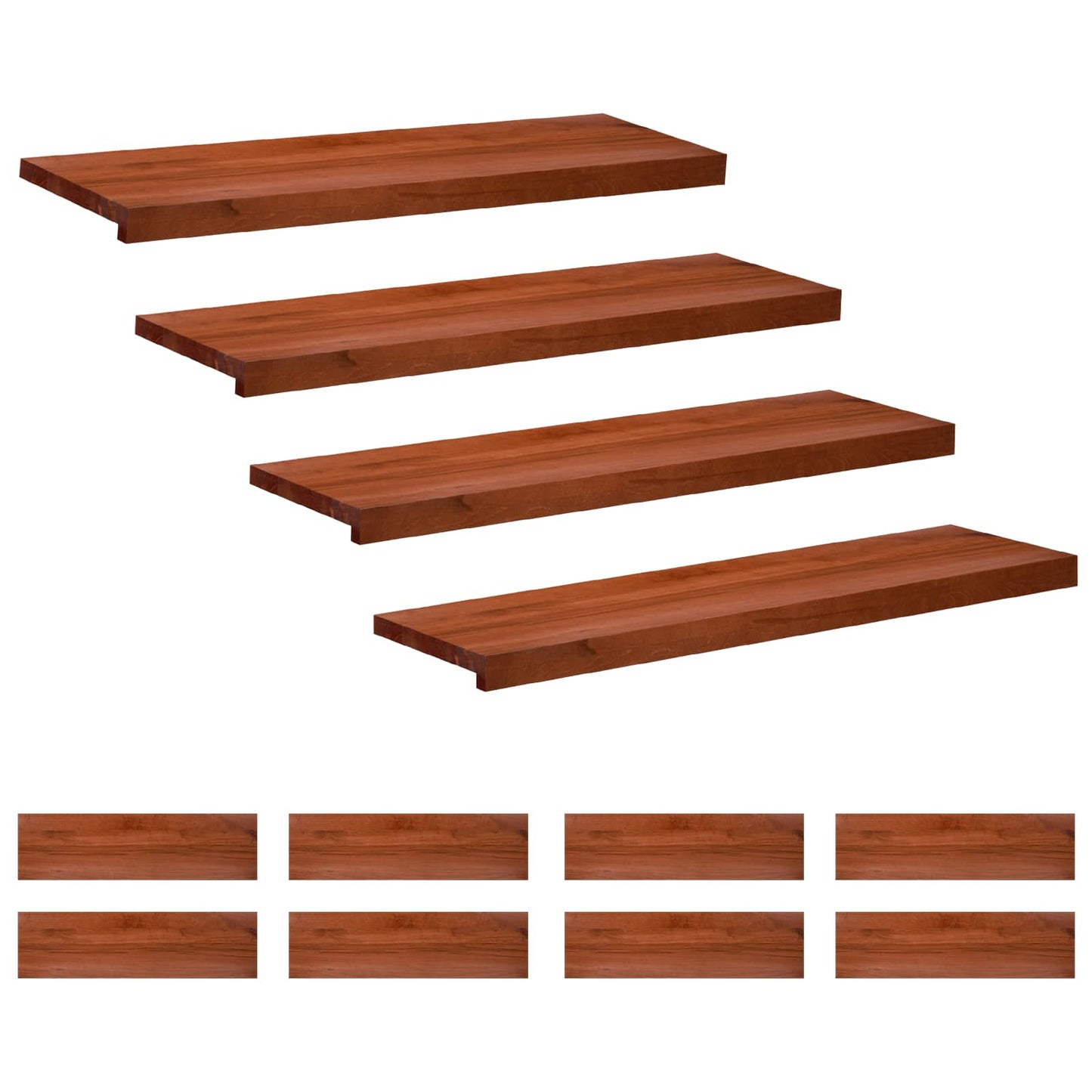 Trappetrin 12 stk. 90 x 30 x 2 cm Brun Solid bøg
