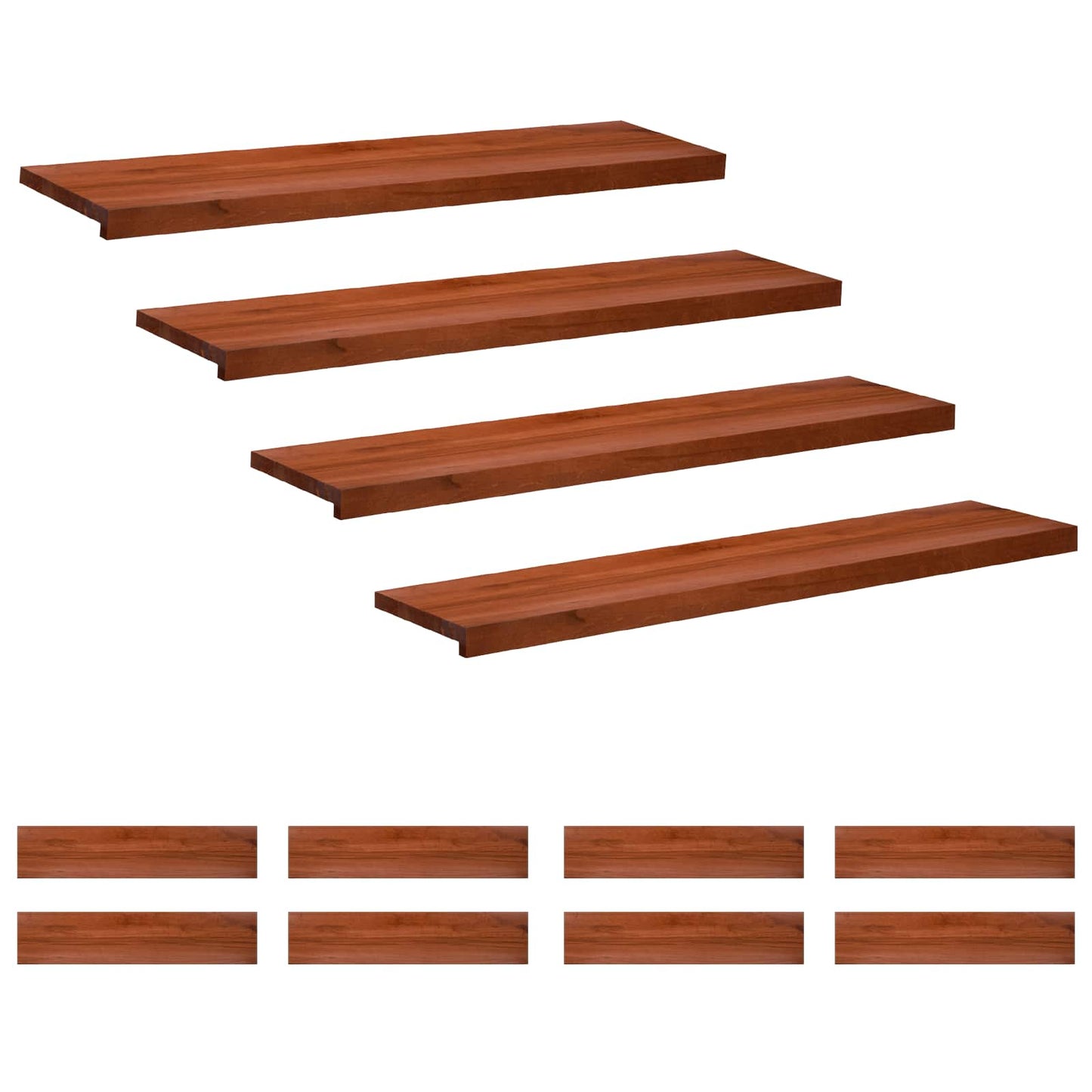 Trappetrin 12 stk. 110 x 30 x 2 cm Brun Solid bøg