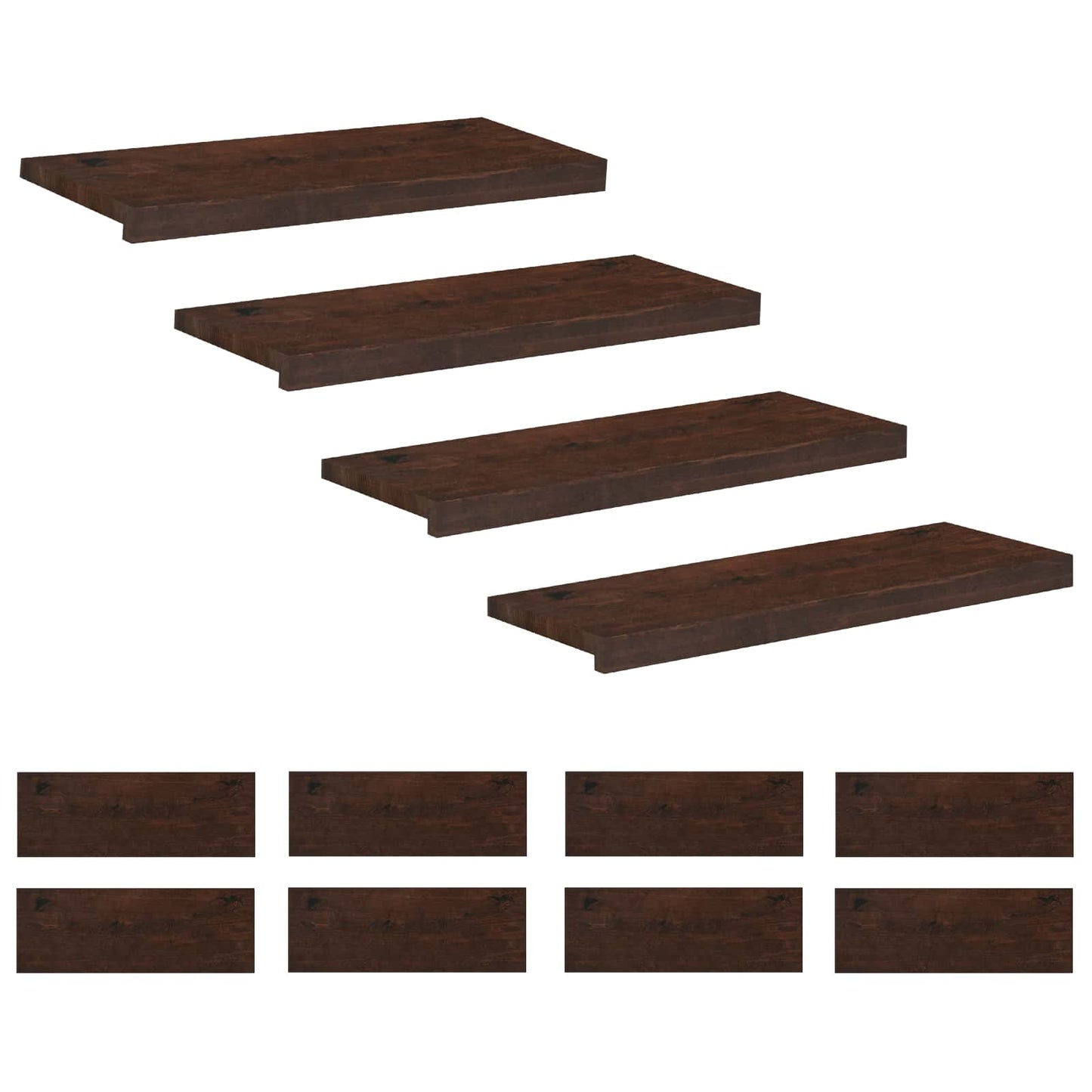 Trappetrin 12 stk. 80 x 25 x 2 cm Mørk Brun Solid bøg