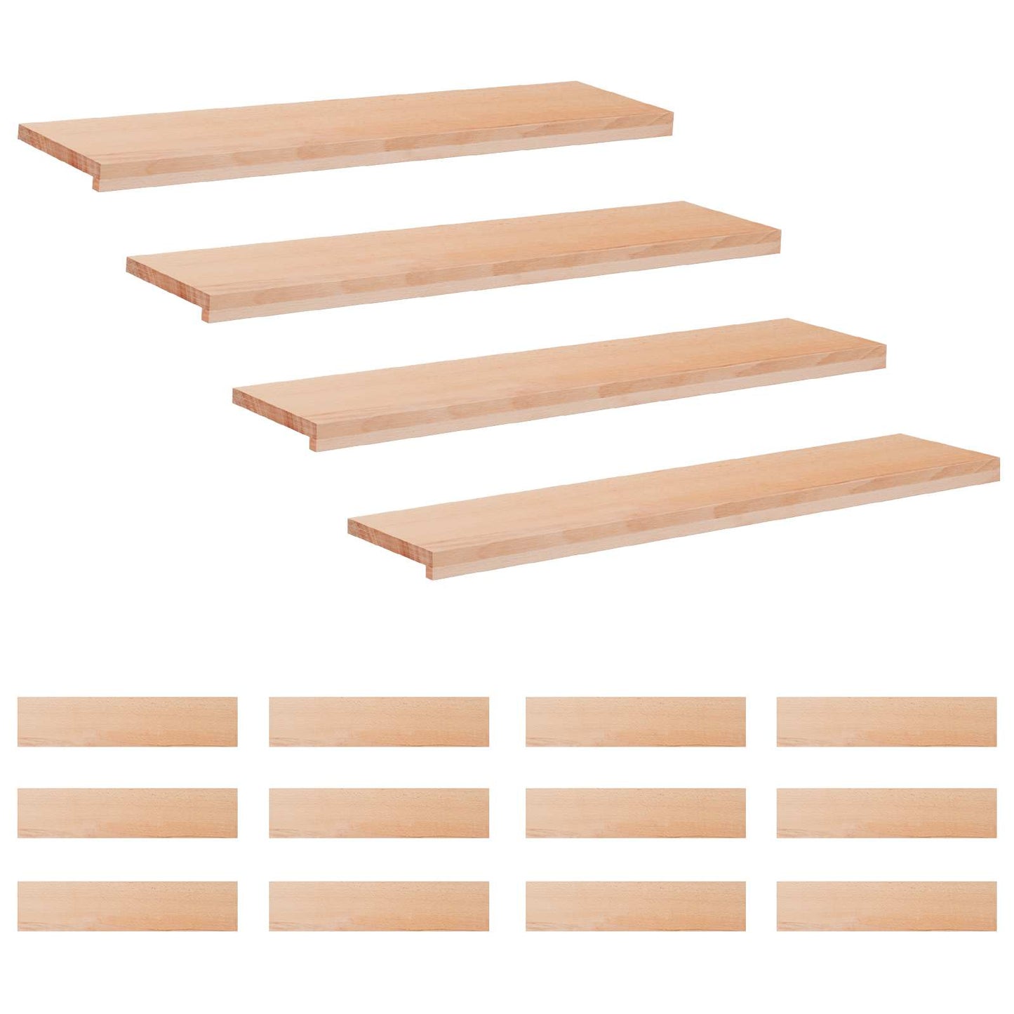 Trappetrin 16 stk. 110 x 25 x 2 cm Naturfarvet Solid bøg