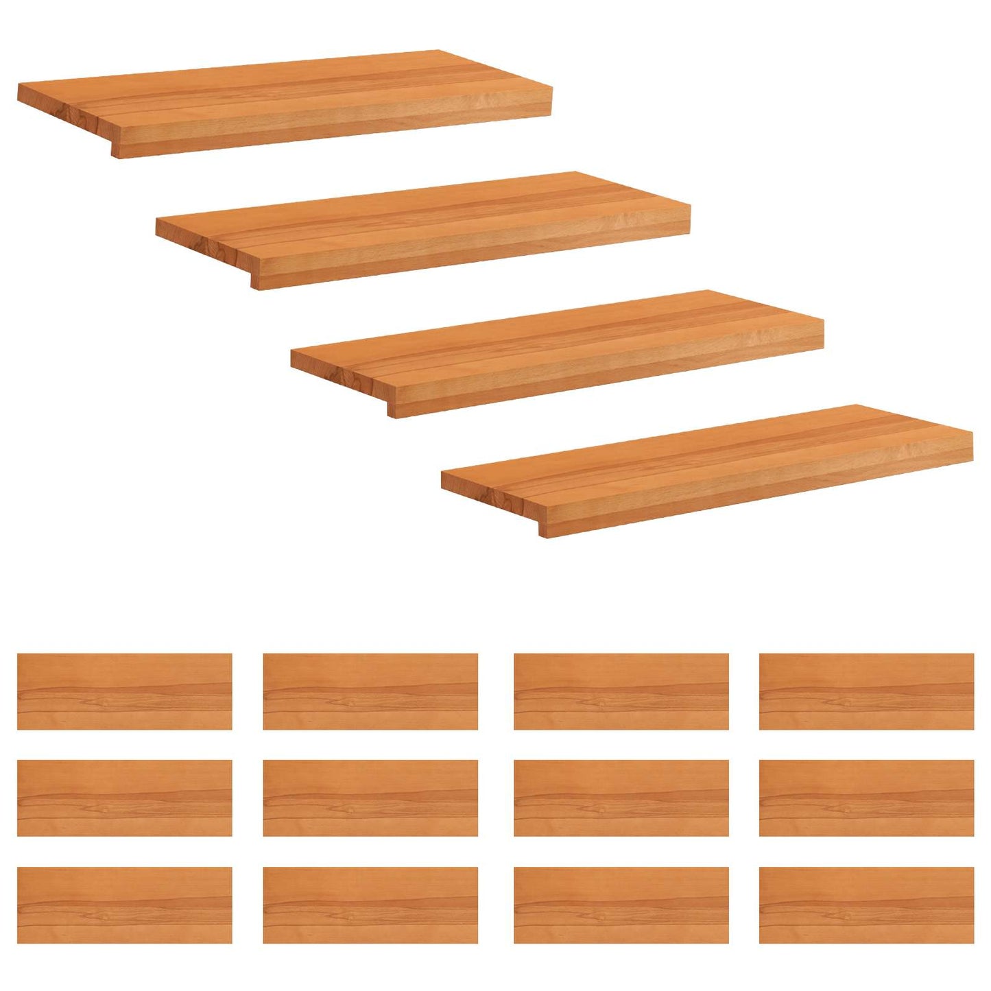 Trappetrin 16 stk. 70 x 30 x 2 cm Lys Brun Solid bøg