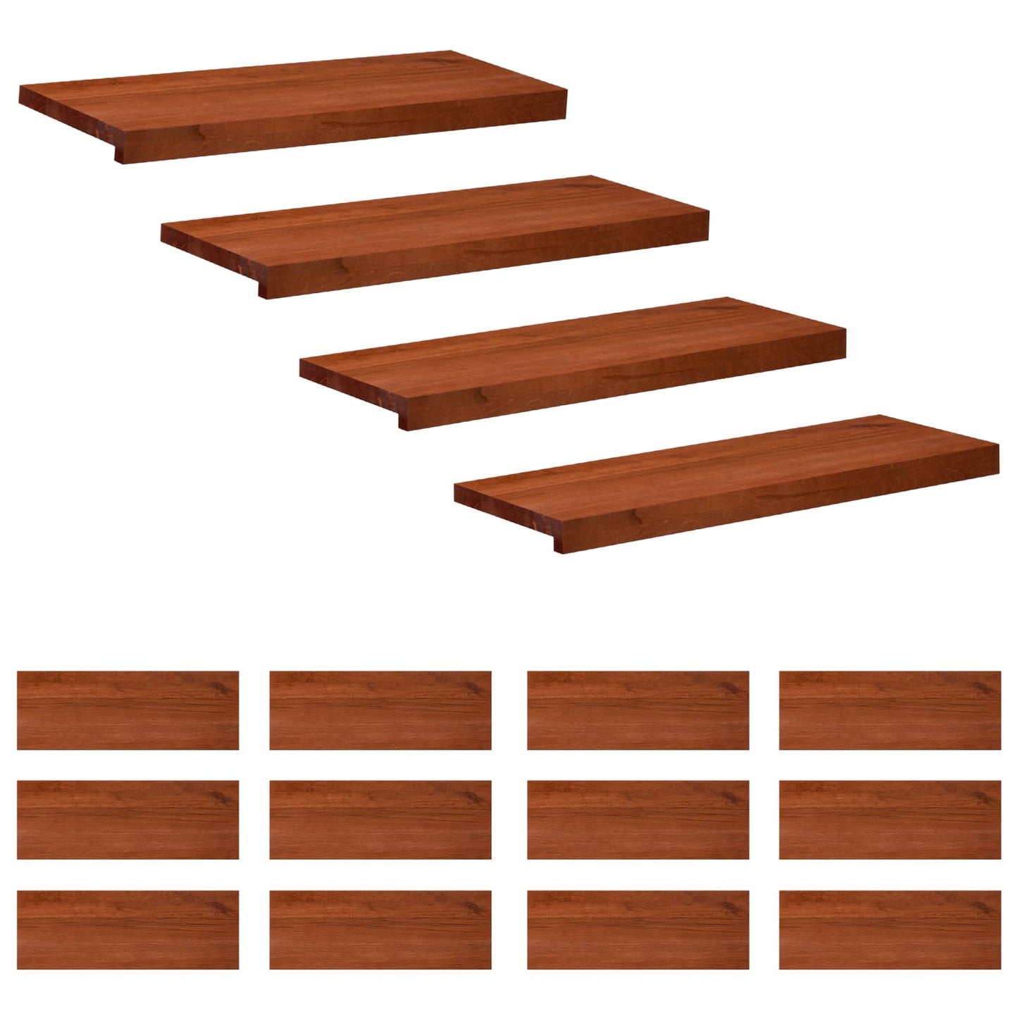 Trappetrin 16 stk. 70 x 30 x 2 cm Brun Solid bøg