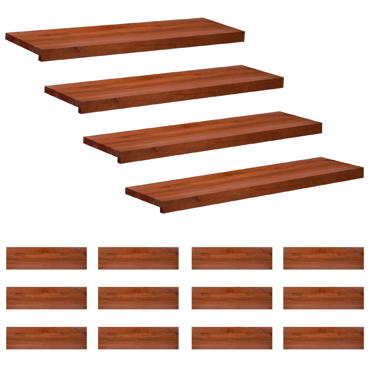 Trappetrin 16 stk. 100 x 30 x 2 cm Brun Solid bøg