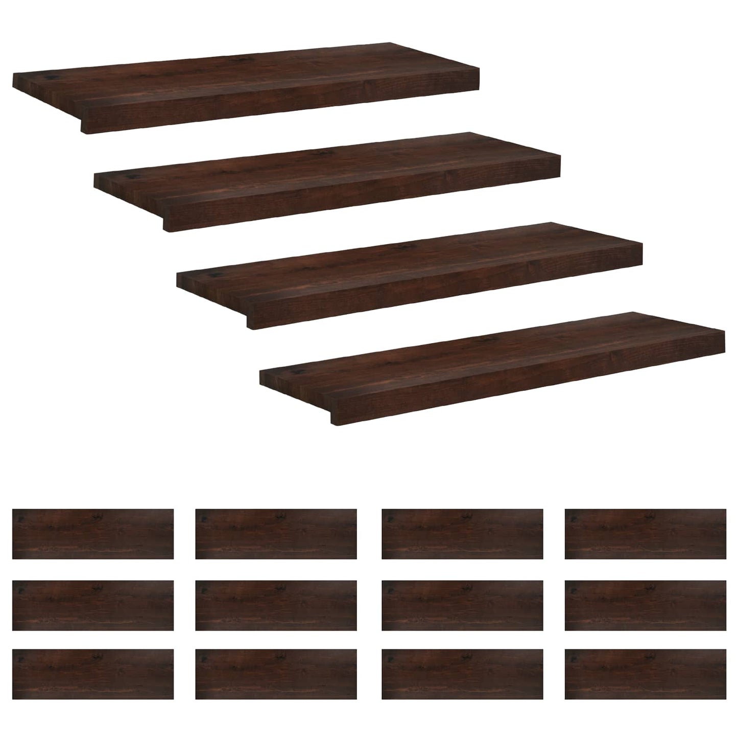 Trappetrin 16 stk. 80 x 25 x 2 cm Mørk Brun Solid bøg