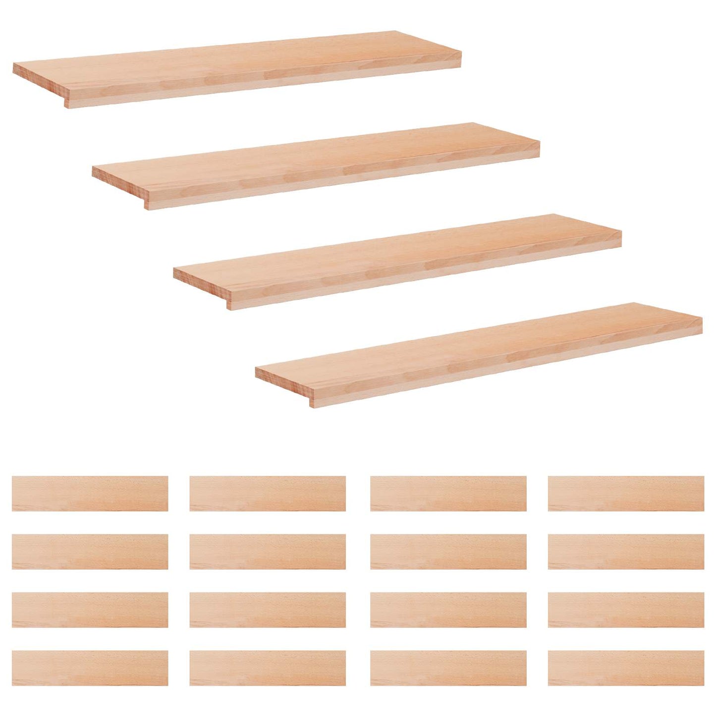 Trappetrin 20 stk. 120 x 25 x 2 cm Naturfarvet Solid bøg