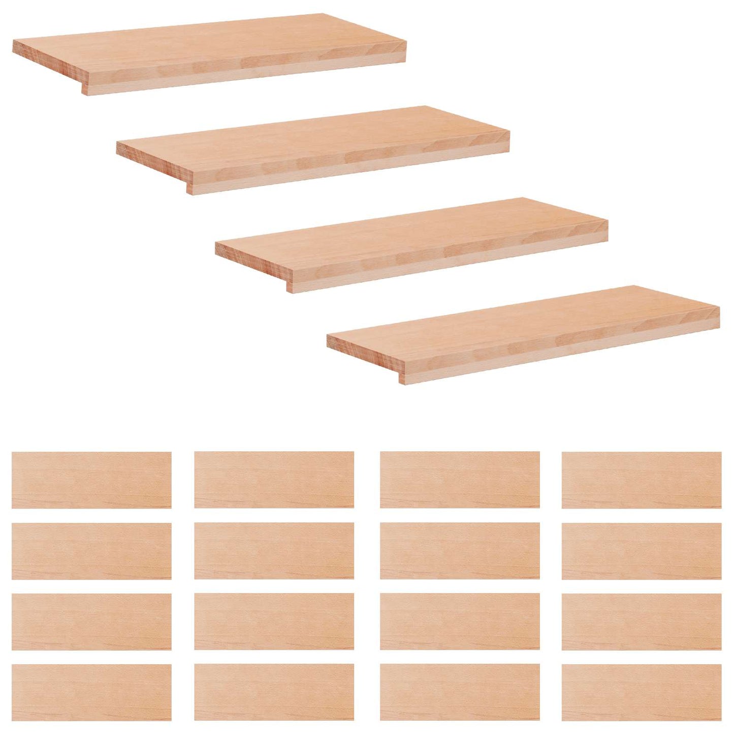 Trappetrin 20 stk. 80 x 30 x 2 cm Naturfarvet Solid bøg