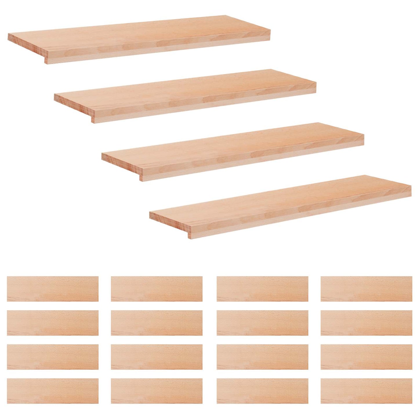 Trappetrin 20 stk. 90 x 30 x 2 cm Naturfarvet Solid bøg