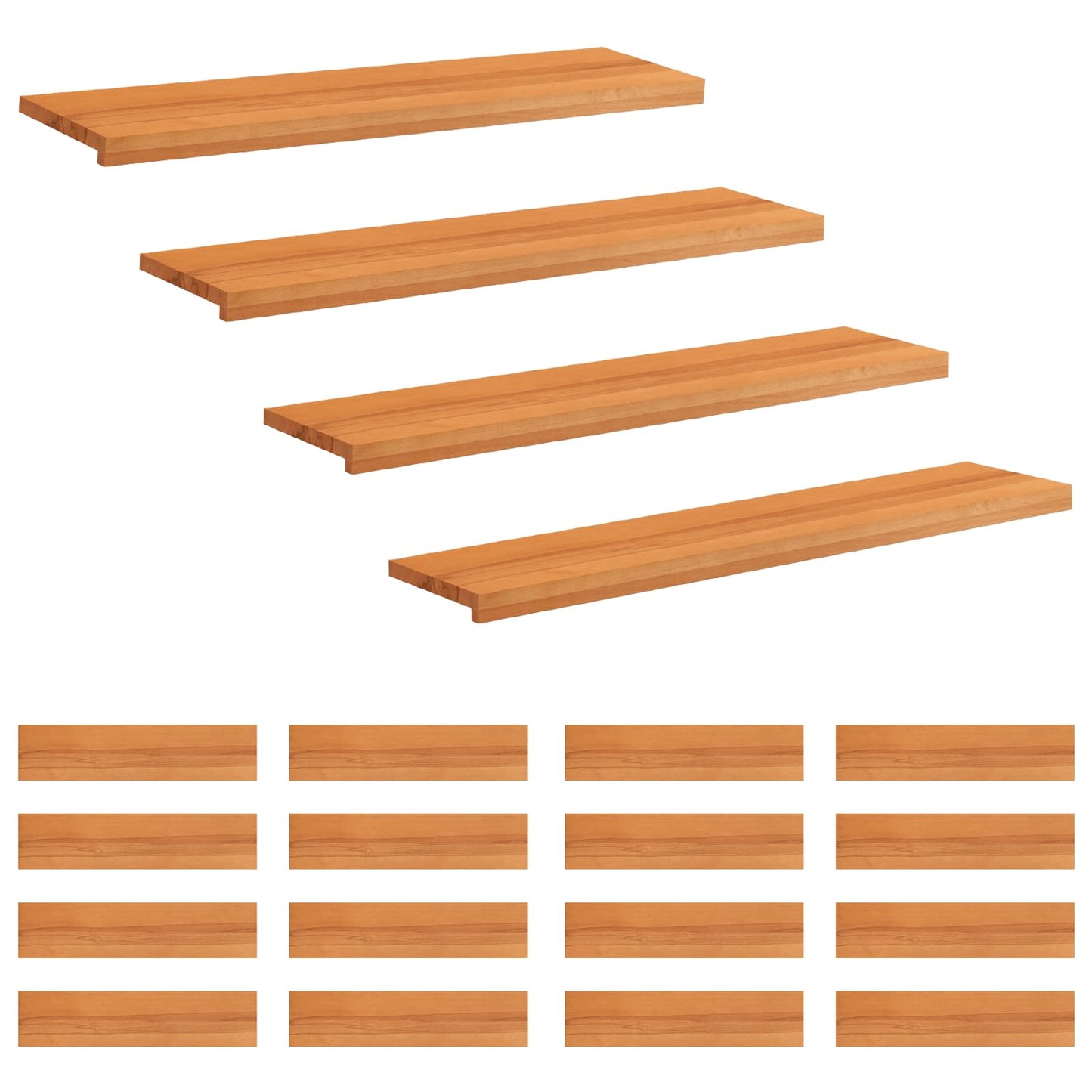 Trappetrin 20 stk. 120 x 30 x 2 cm Lys Brun Solid bøg