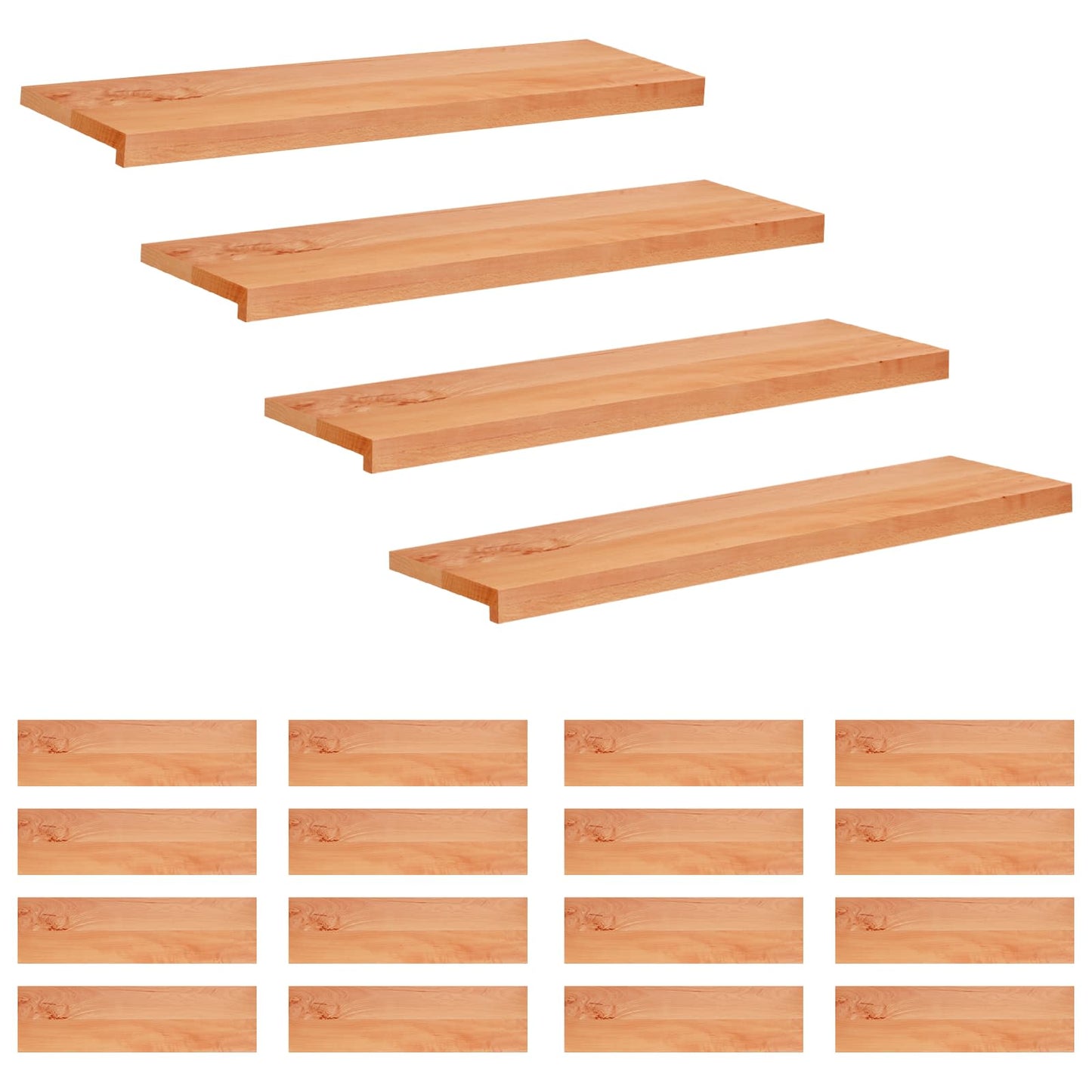 Trappetrin 20 stk. 90 x 30 x 2 cm Lak Solid bøg