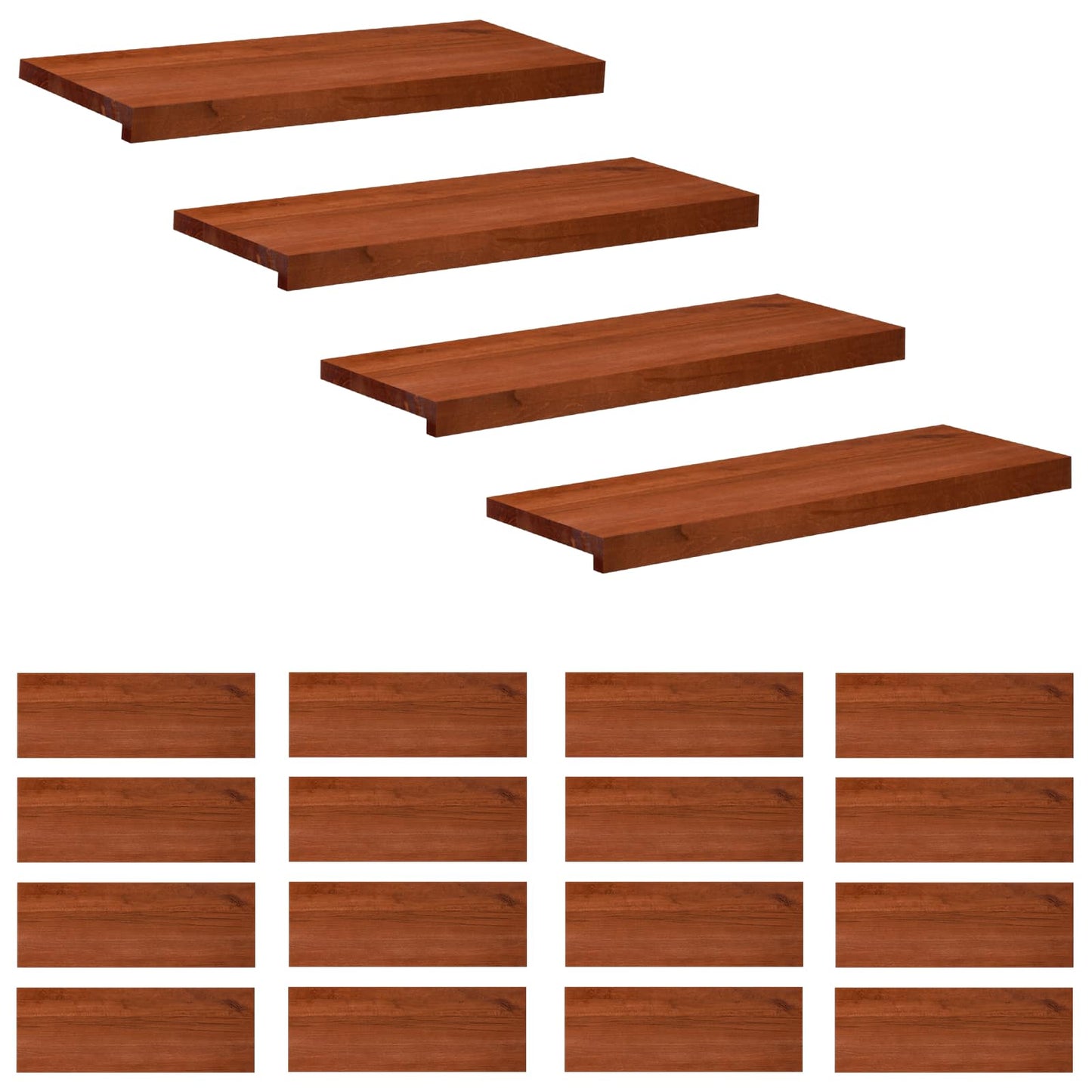 Trappetrin 20 stk. 80 x 30 x 2 cm Brun Solid bøg