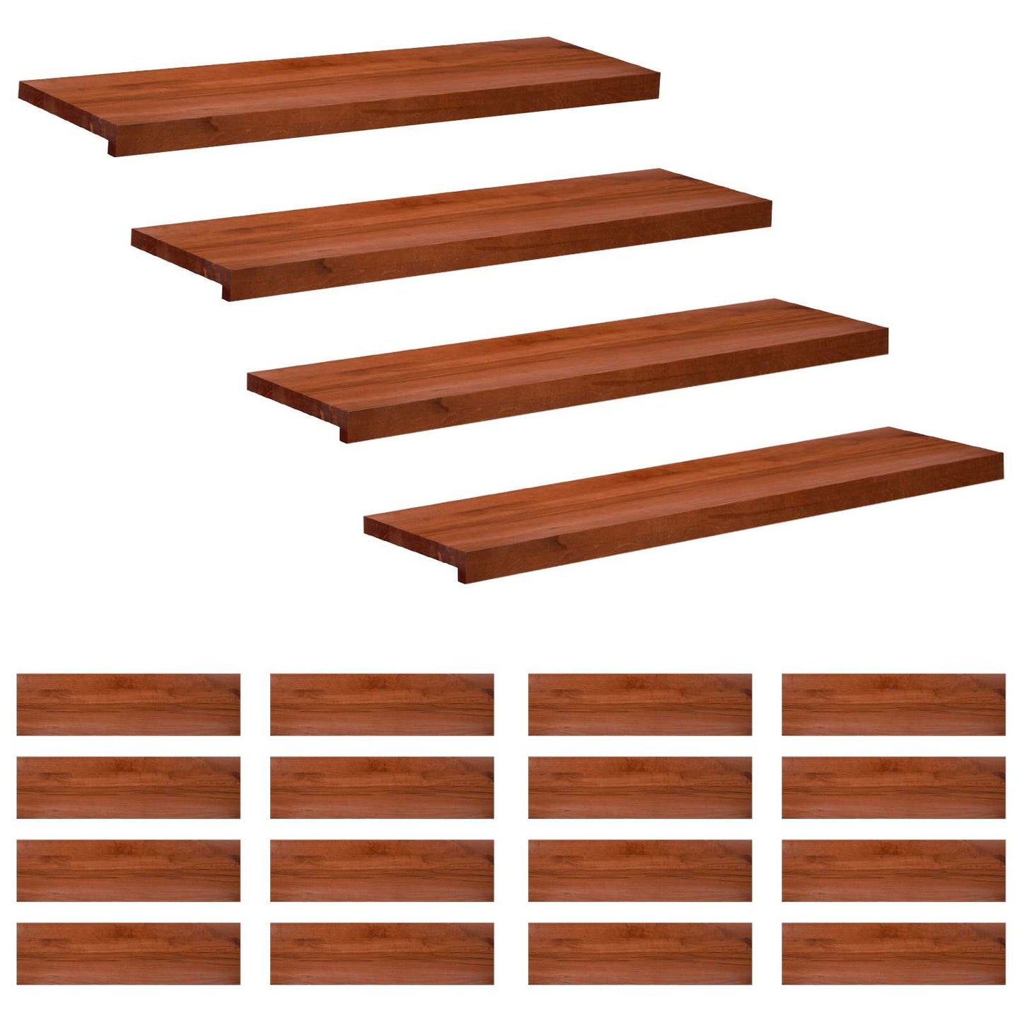 Trappetrin 20 stk. 100 x 30 x 2 cm Brun Solid bøg